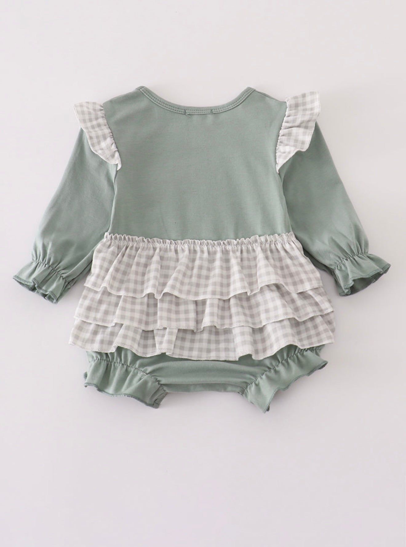 Sage Turkey French Knot Girl’s Ruffle Bubble