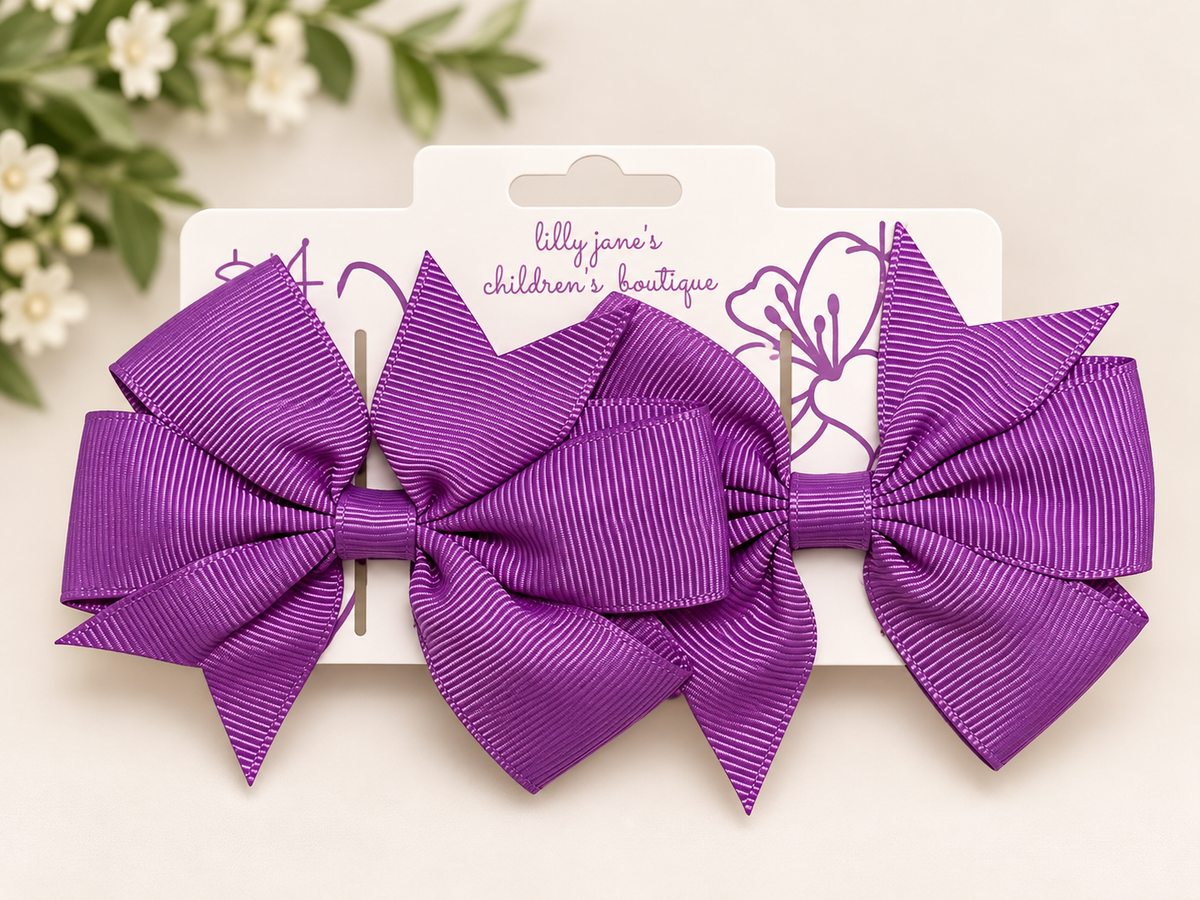 3” Pinwheel Hair Bows, Set of 2