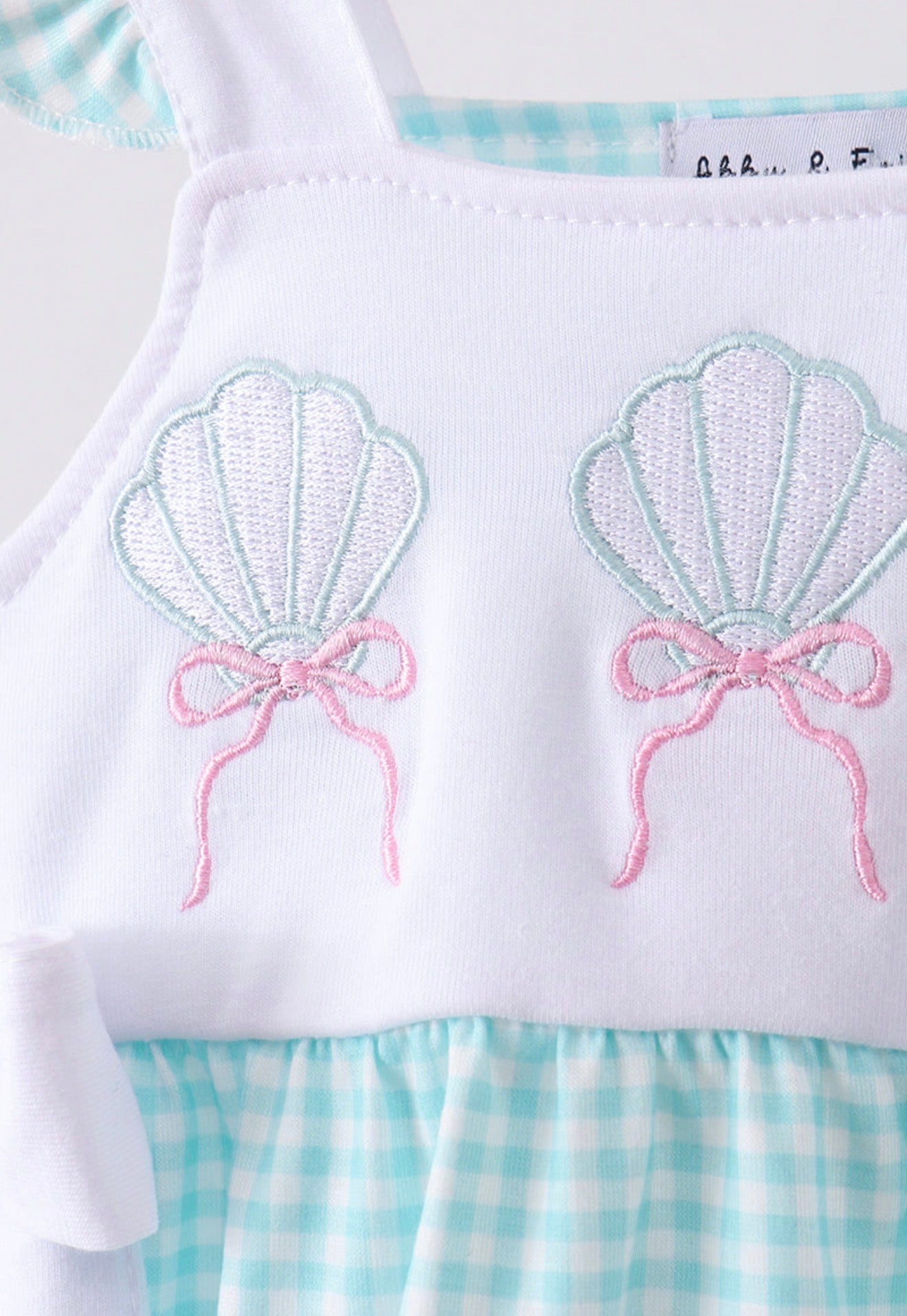 Blue seashell embroidery ruffle bubble