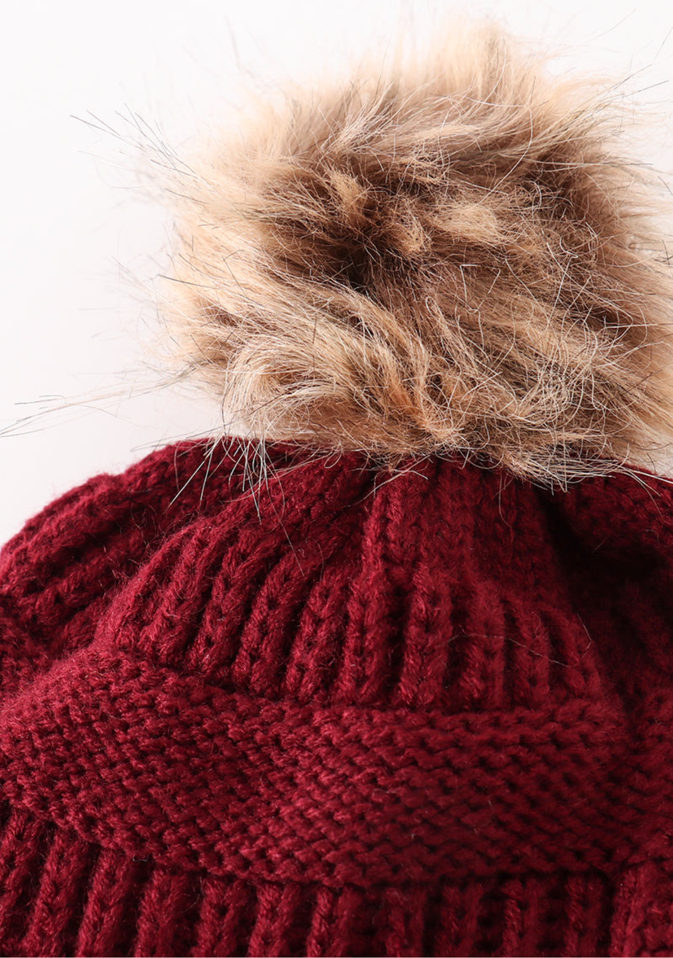 Kids and Adult Pompom Cable Beanie