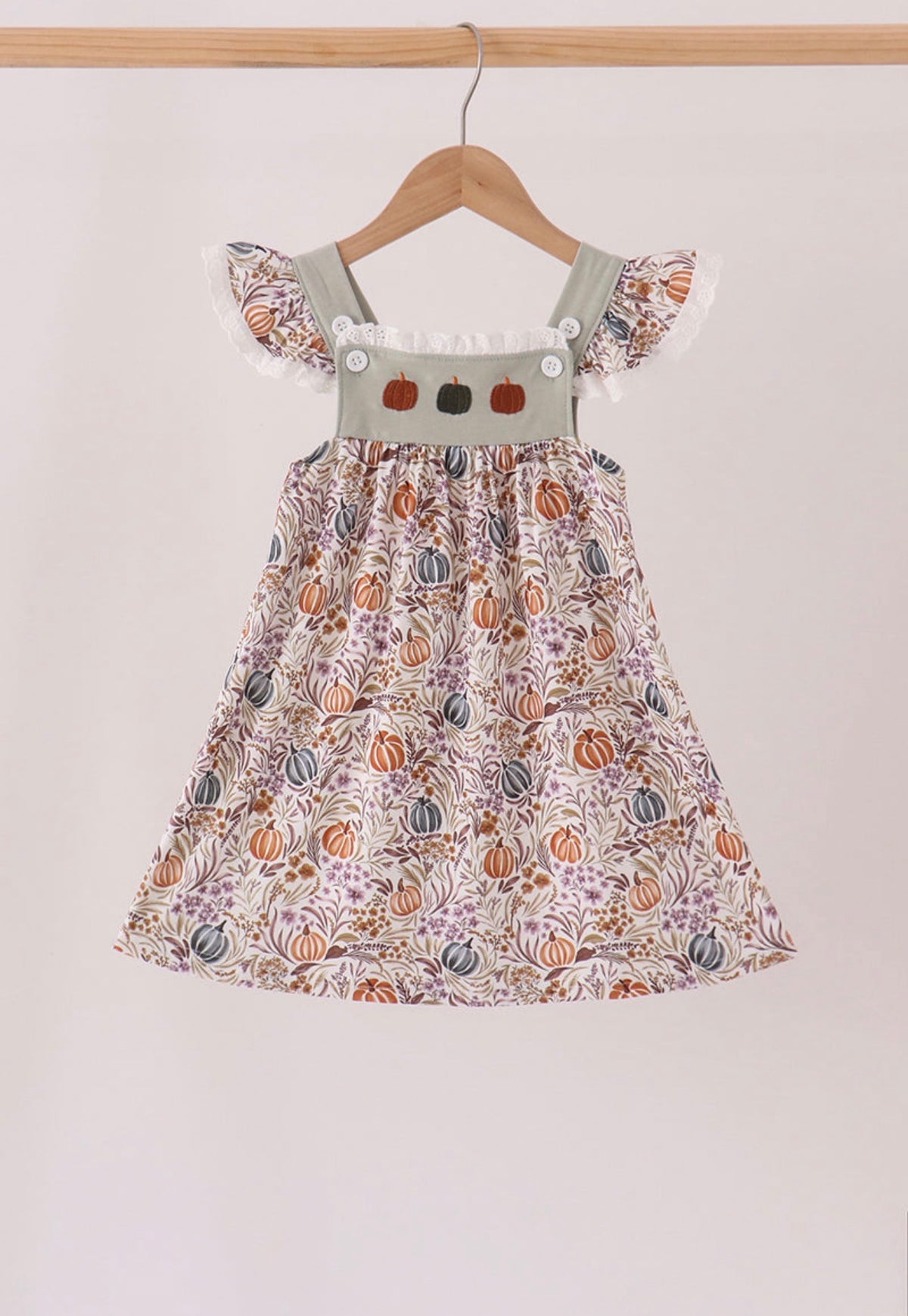 Pumpkin Embroidery Lace
Ruffle Dress