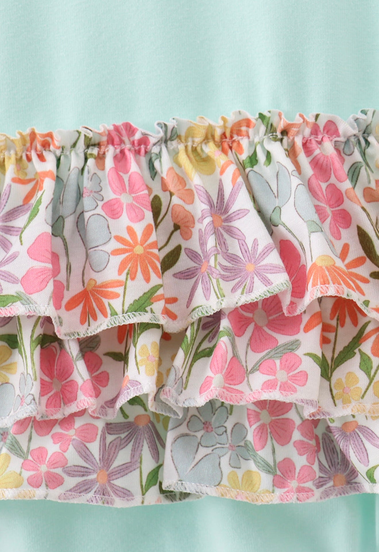 Blue bow floral appliqué ruffle bubble