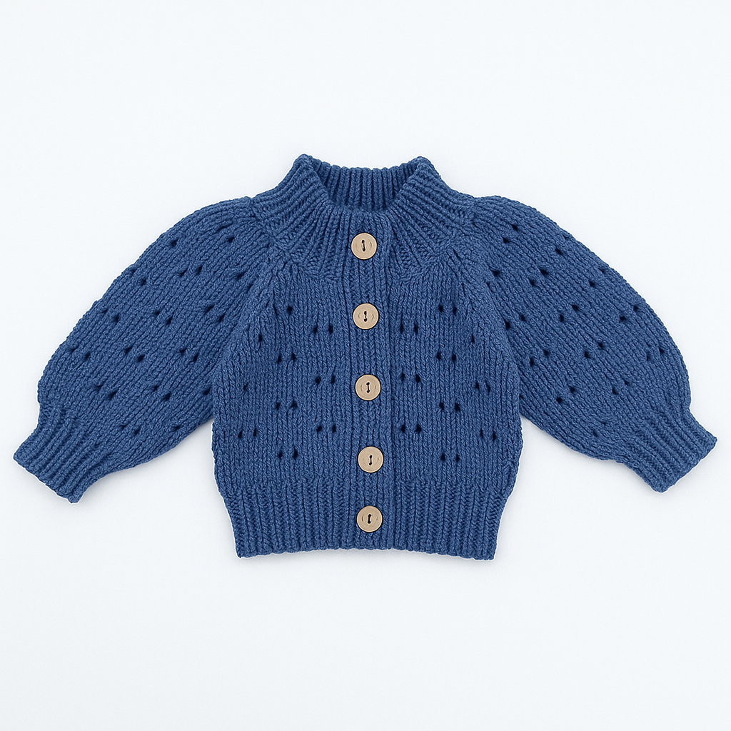 Teddy Chunky Pointelle Baby Cardigan