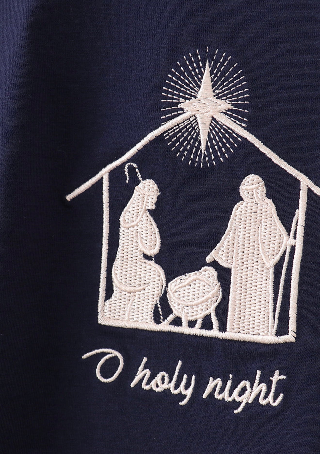 Navy nativity “Oh Holy Night” embroidery boy’s bubble