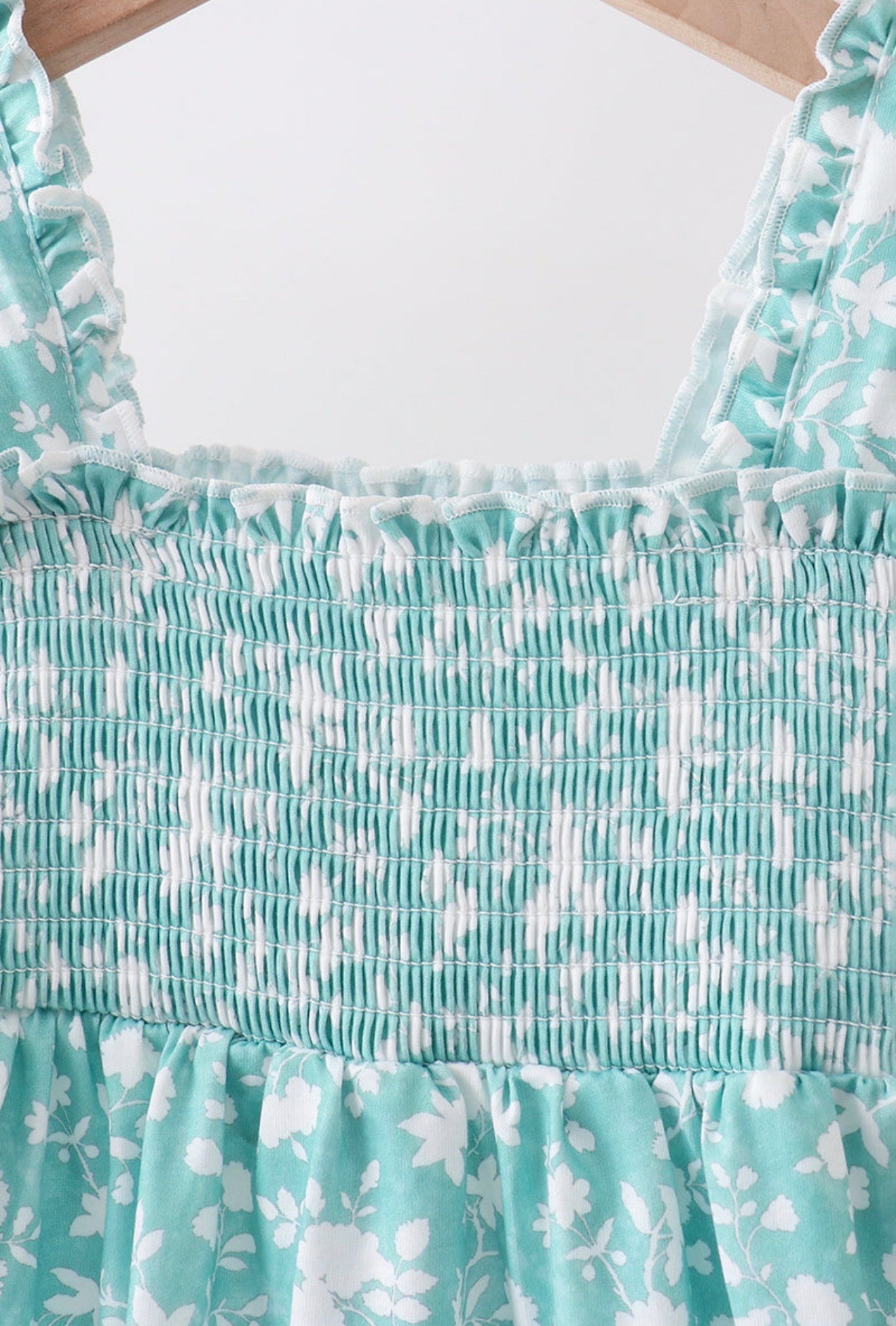 Sage floral smocked dress