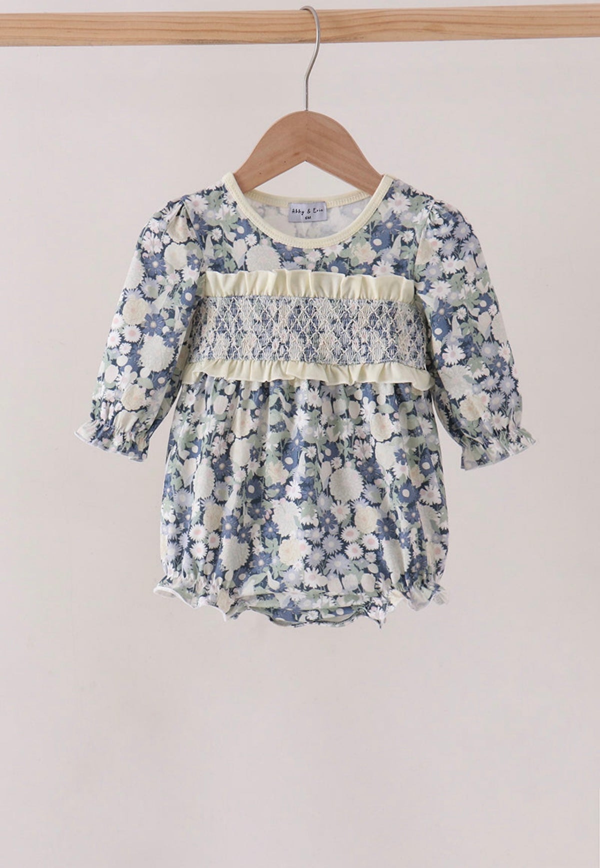 Vintage Floral Smocked Ruffle Bubble