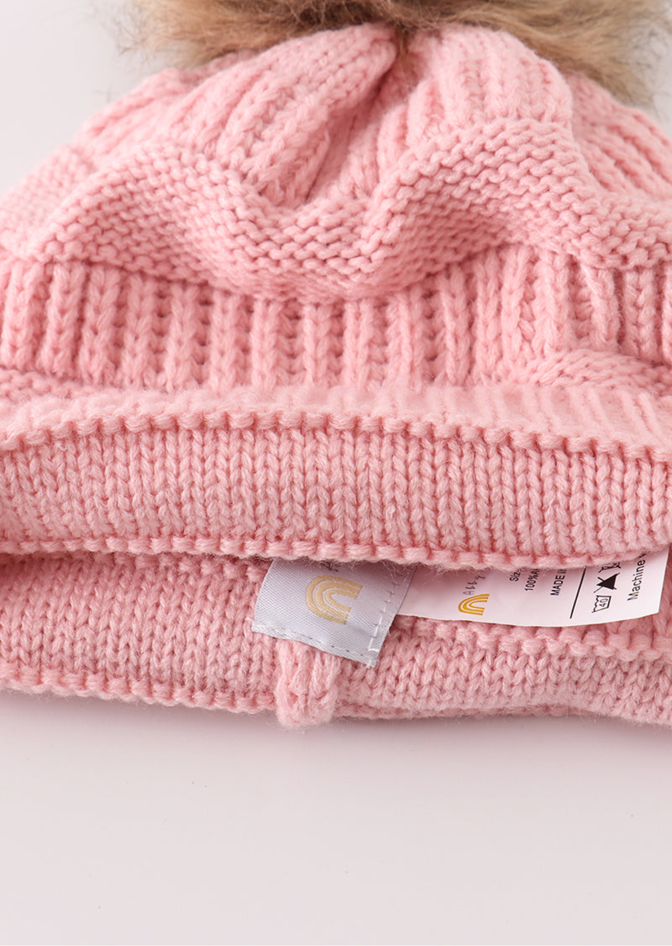 Kids and Adult Pompom Cable Beanie