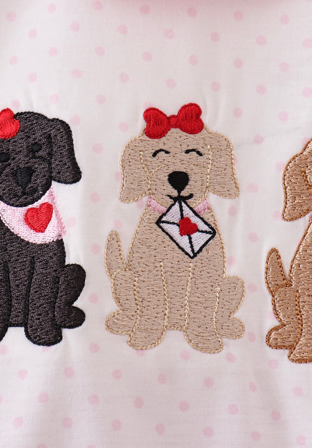 White puppy embroidery ruffle bubble