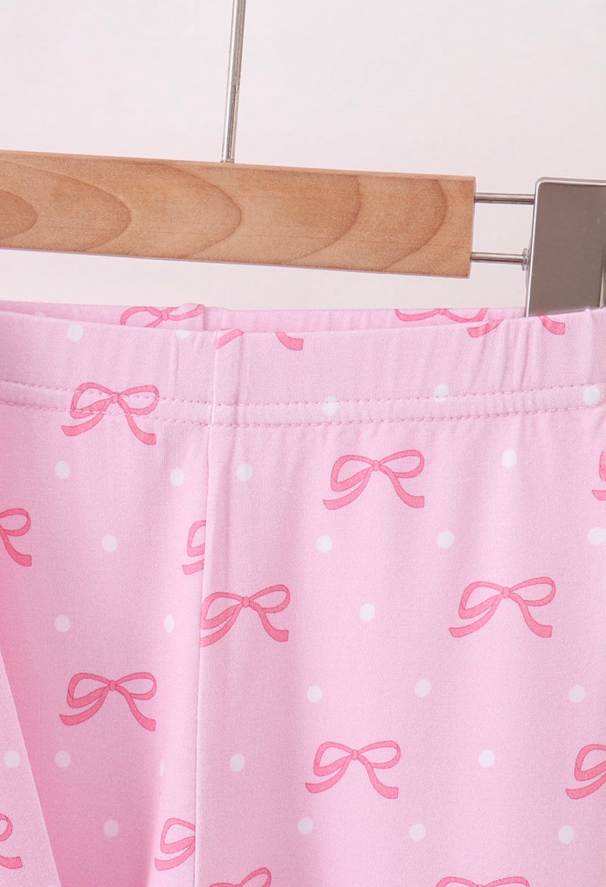 Pink bow print pants bamboo set
