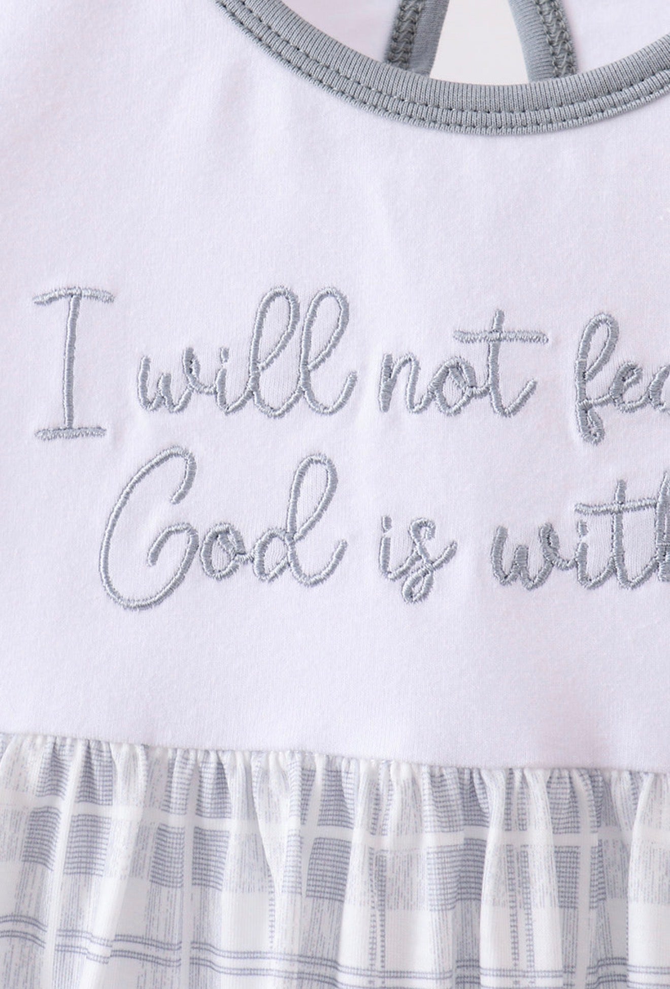 Blue Faith Quote Embroidered Dress
