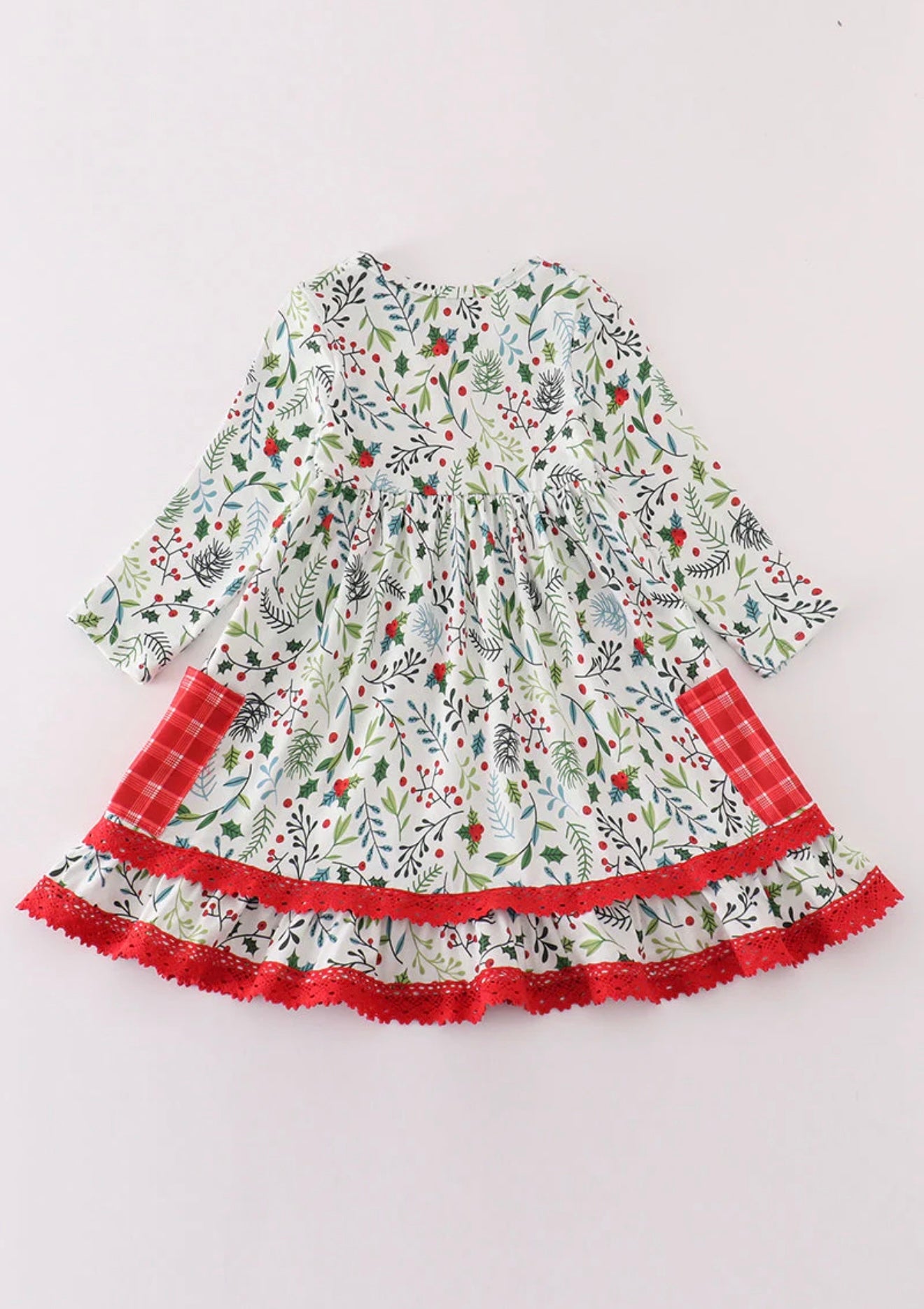 Christmas Print Ruffle Dress