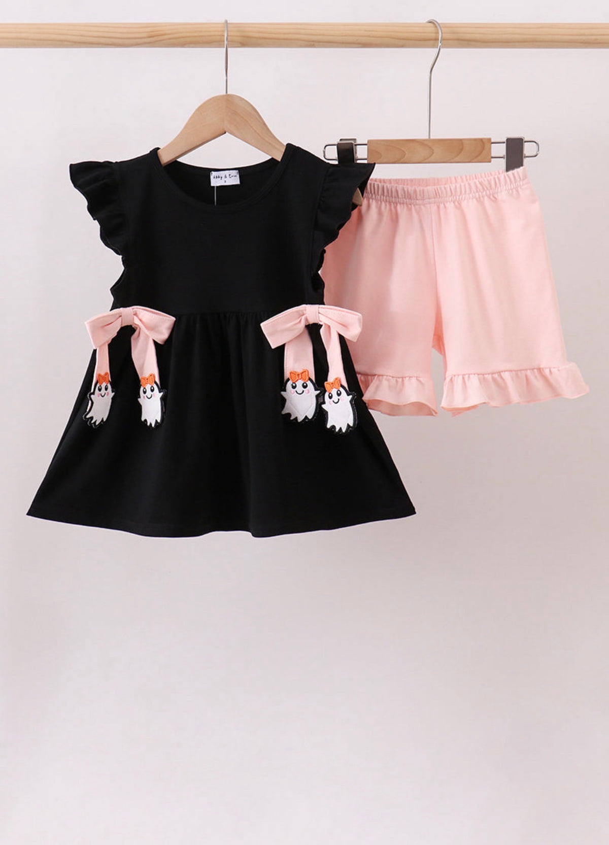 Black Ghost Ruffle Shorts Set