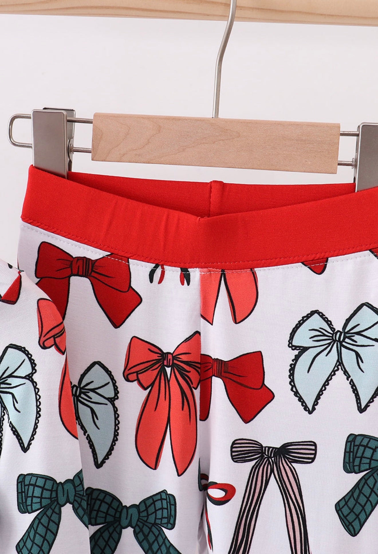 Red Bow Bamboo Girl Pajamas Pants Set