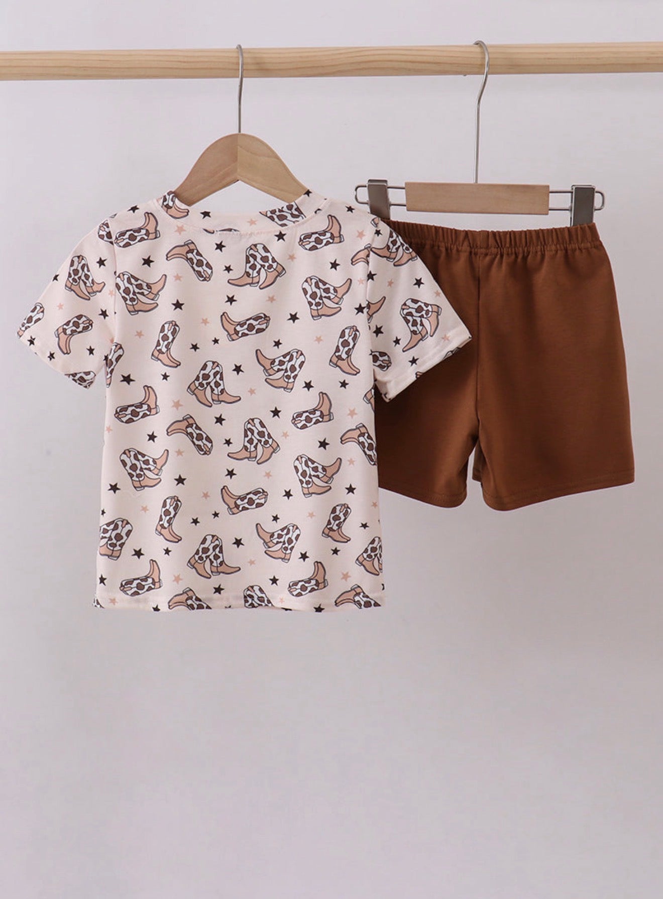 Western cowboy boots smocked shorts set