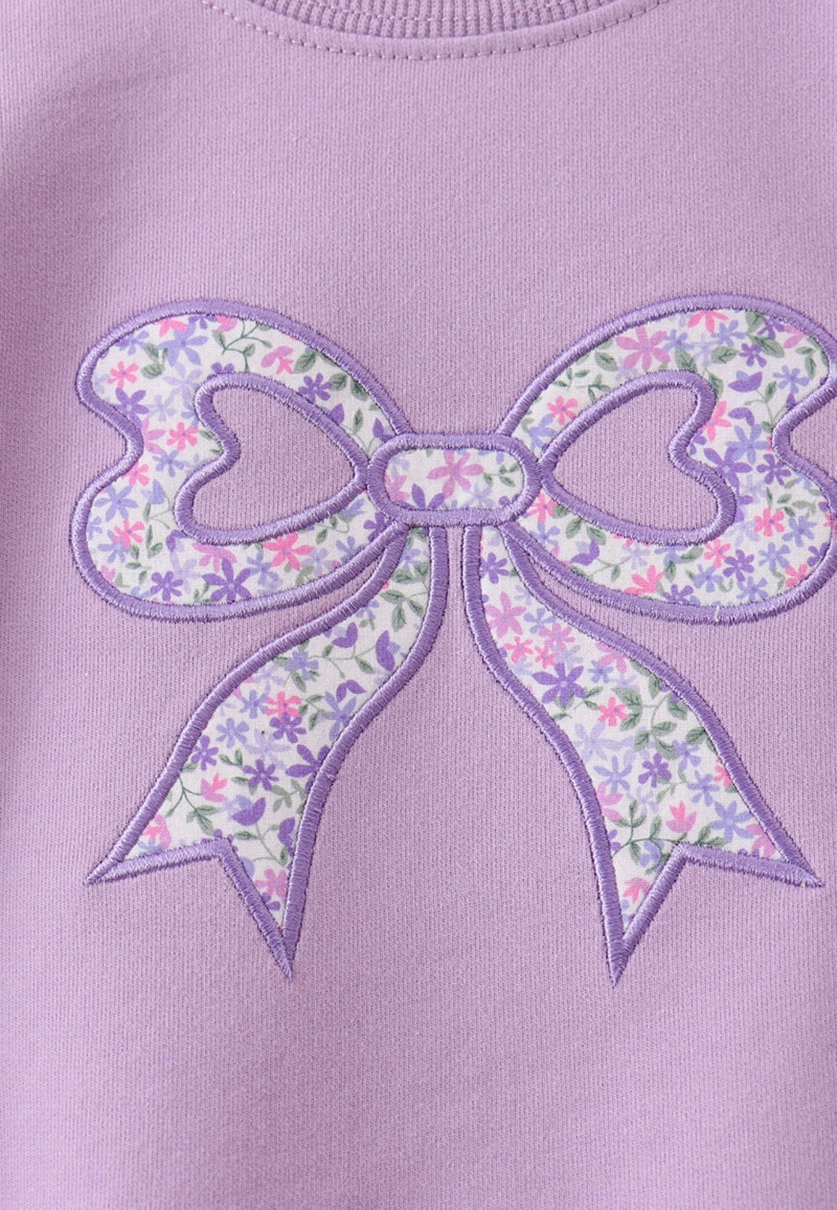 Purple Floral Bow Embroidery Bubble