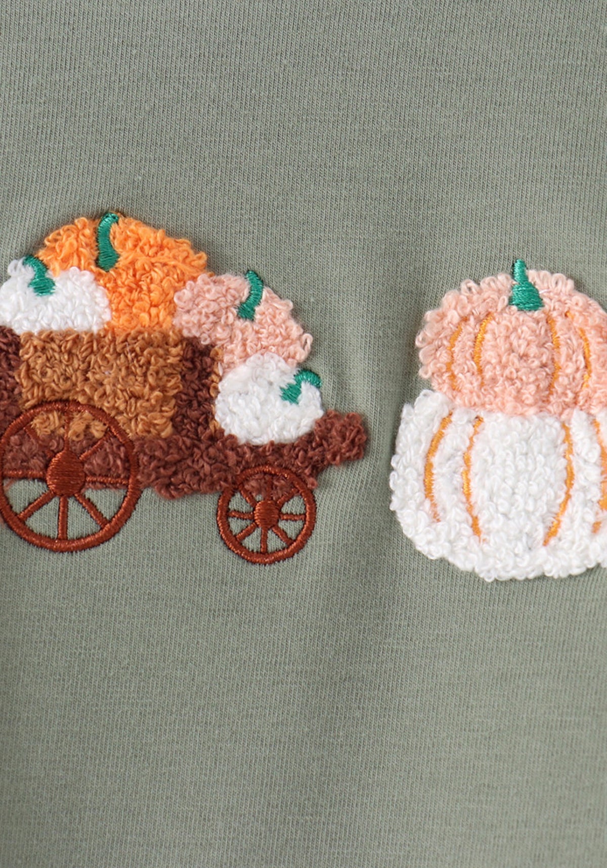 Green pumpkin french knot romper