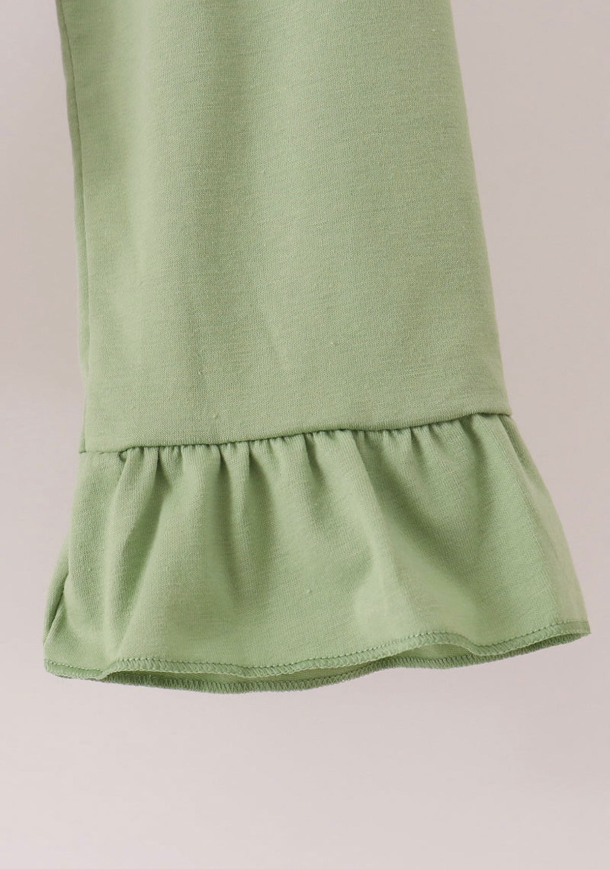 Green merry christmas embroidery plaid ruffle pants set