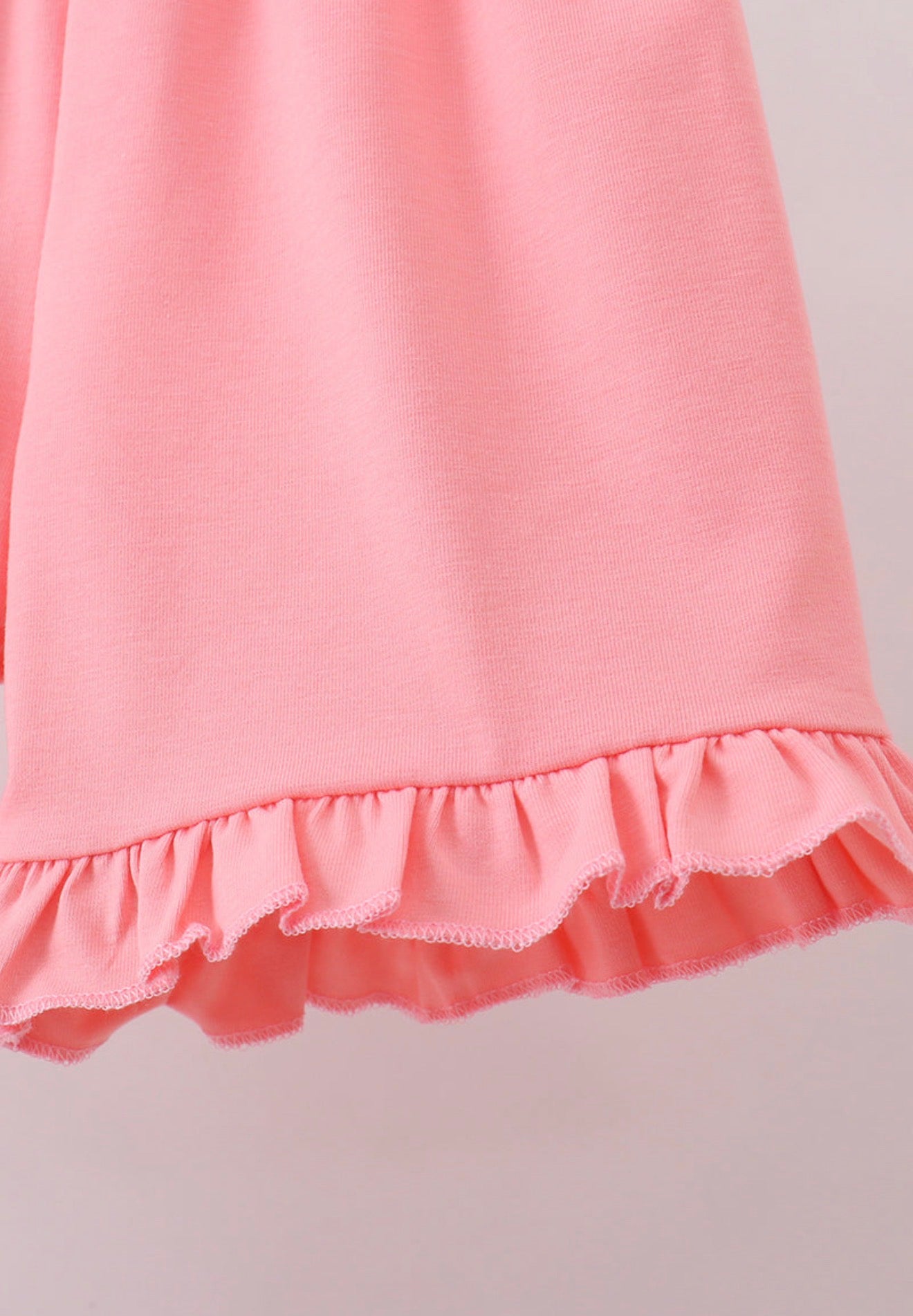Pink shell starfish embroidery ruffle shorts set