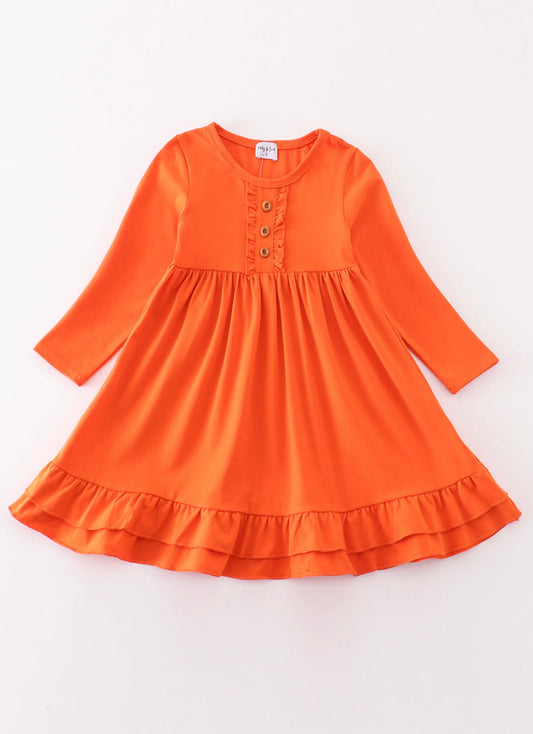 Orange ruffle girl dress