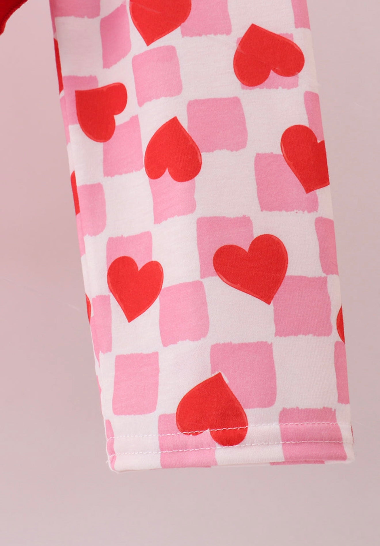 Red heart french knot ruffle pants set