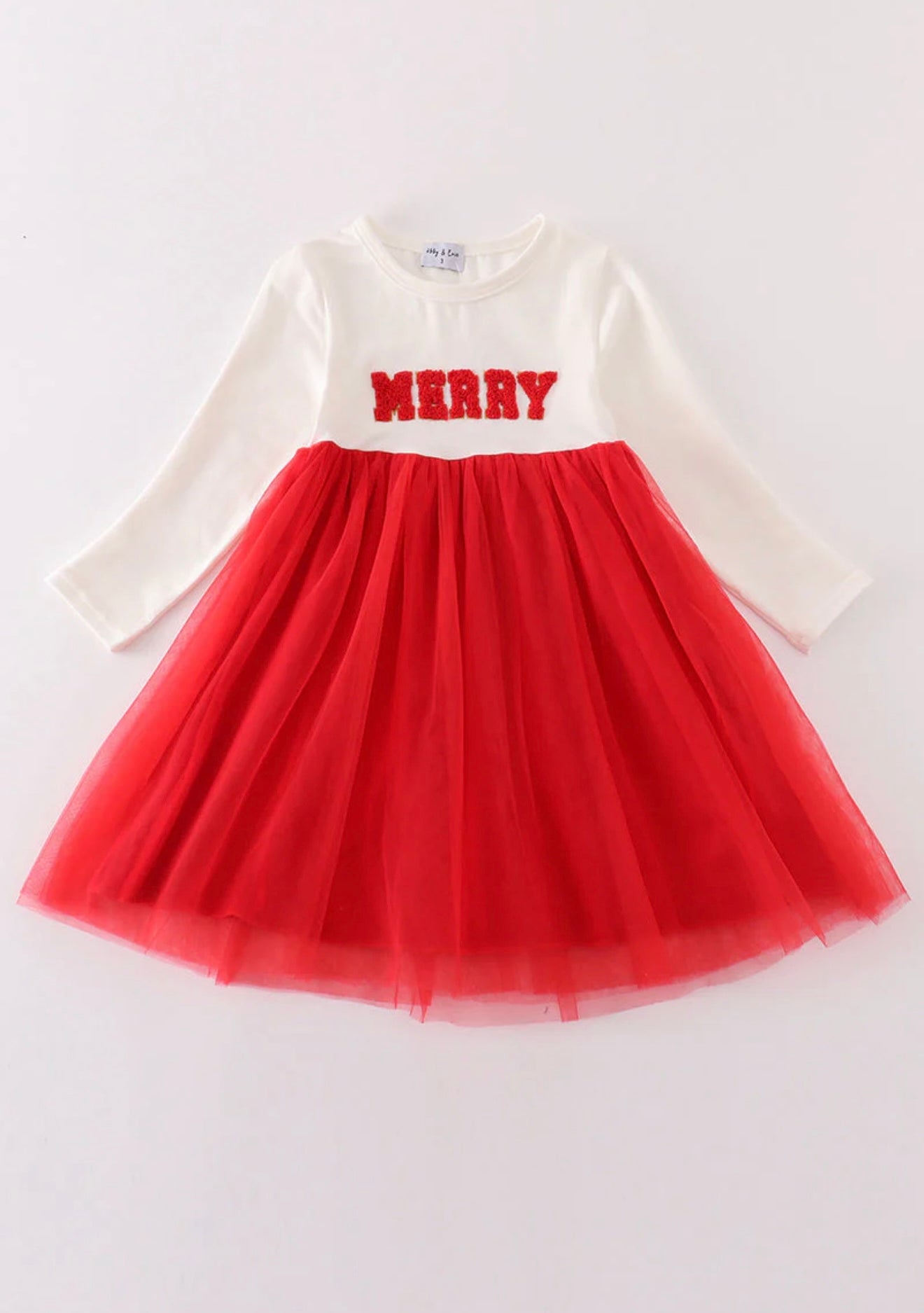 Red Merry Christmas French Knot Girl Dress