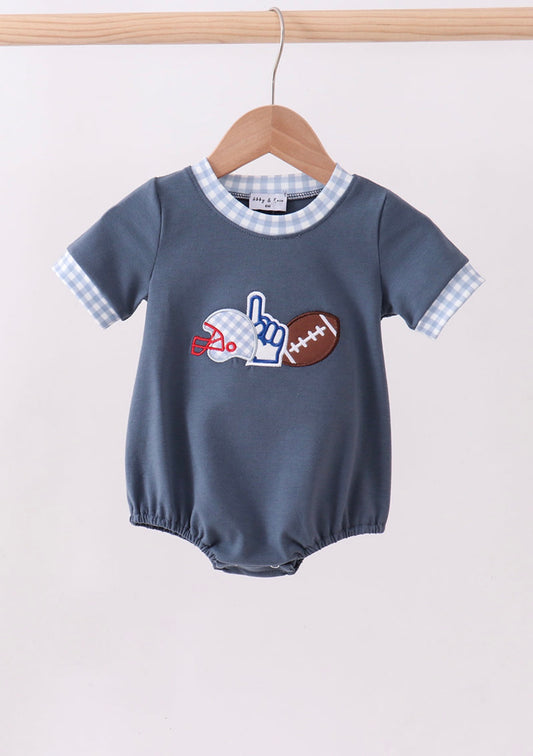 Blue football appliqué bubble