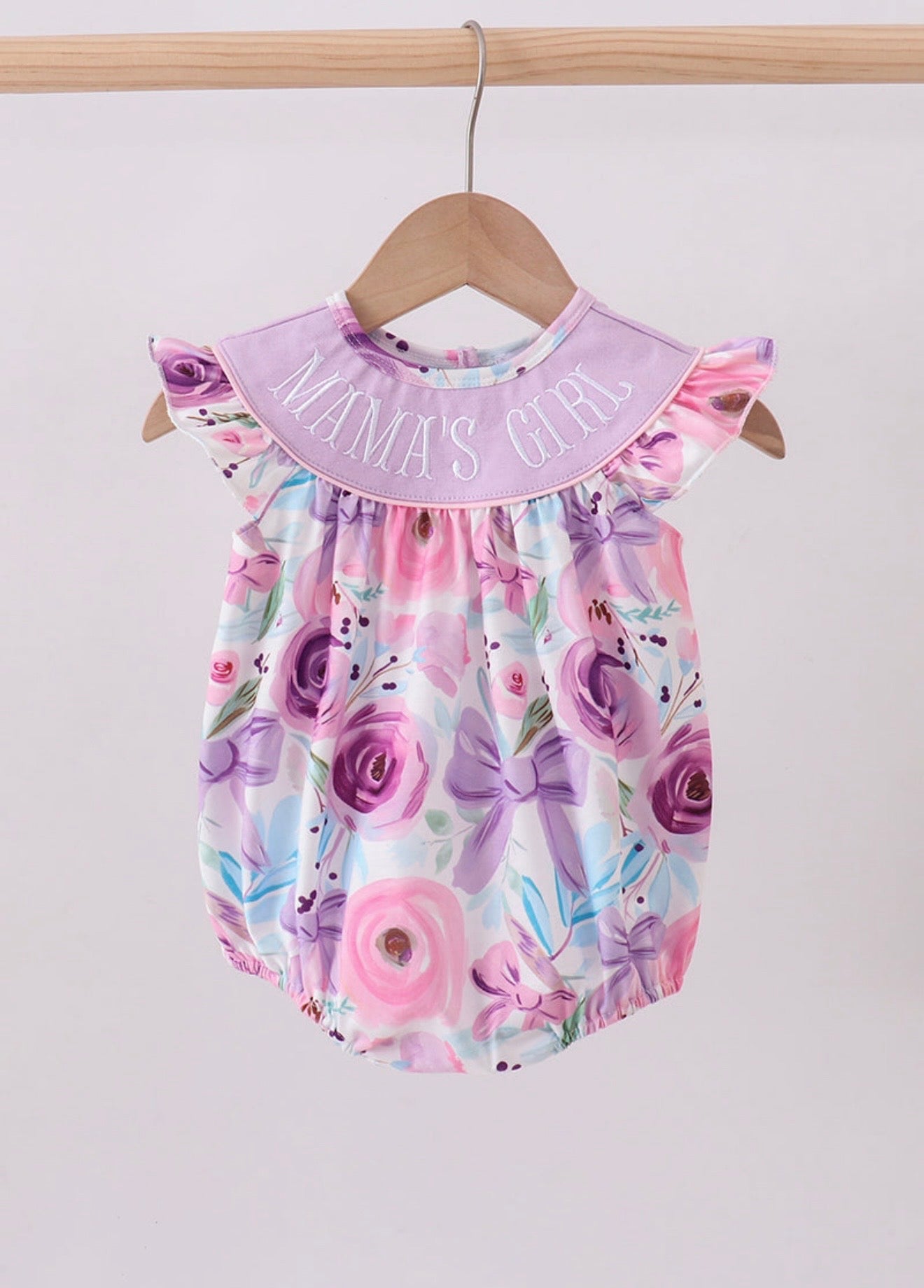 Purple MAMA’S GIRL floral ruffle bubble