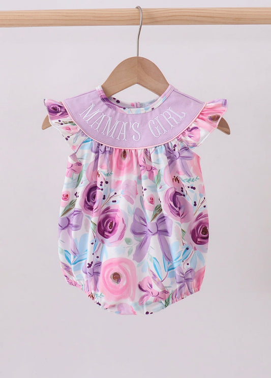 Purple MAMA’S GIRL floral ruffle bubble