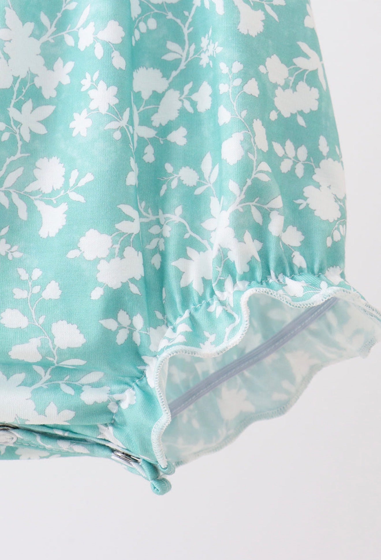Sage floral smocked floral bubble
