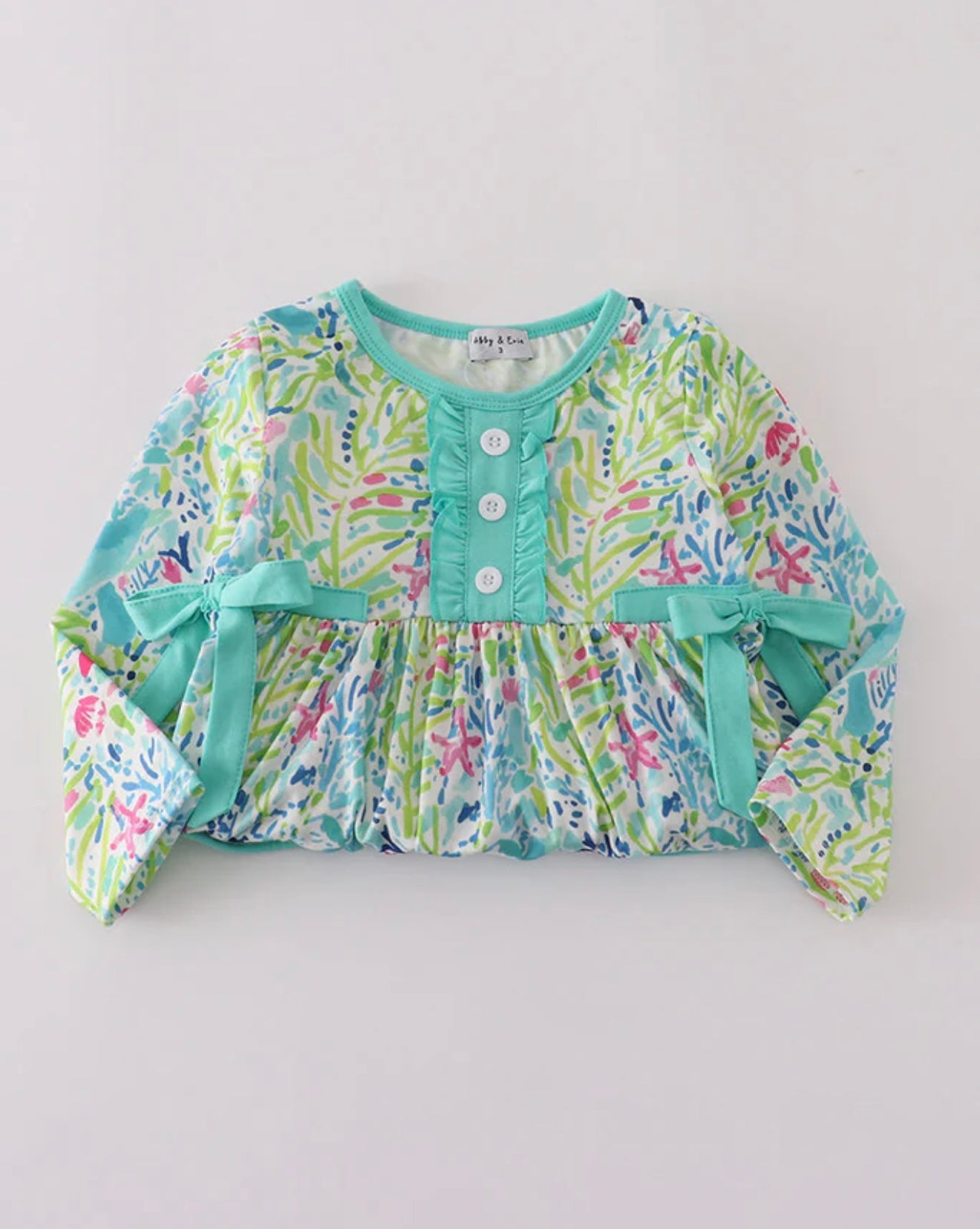 Green meadow splash ruffle dress