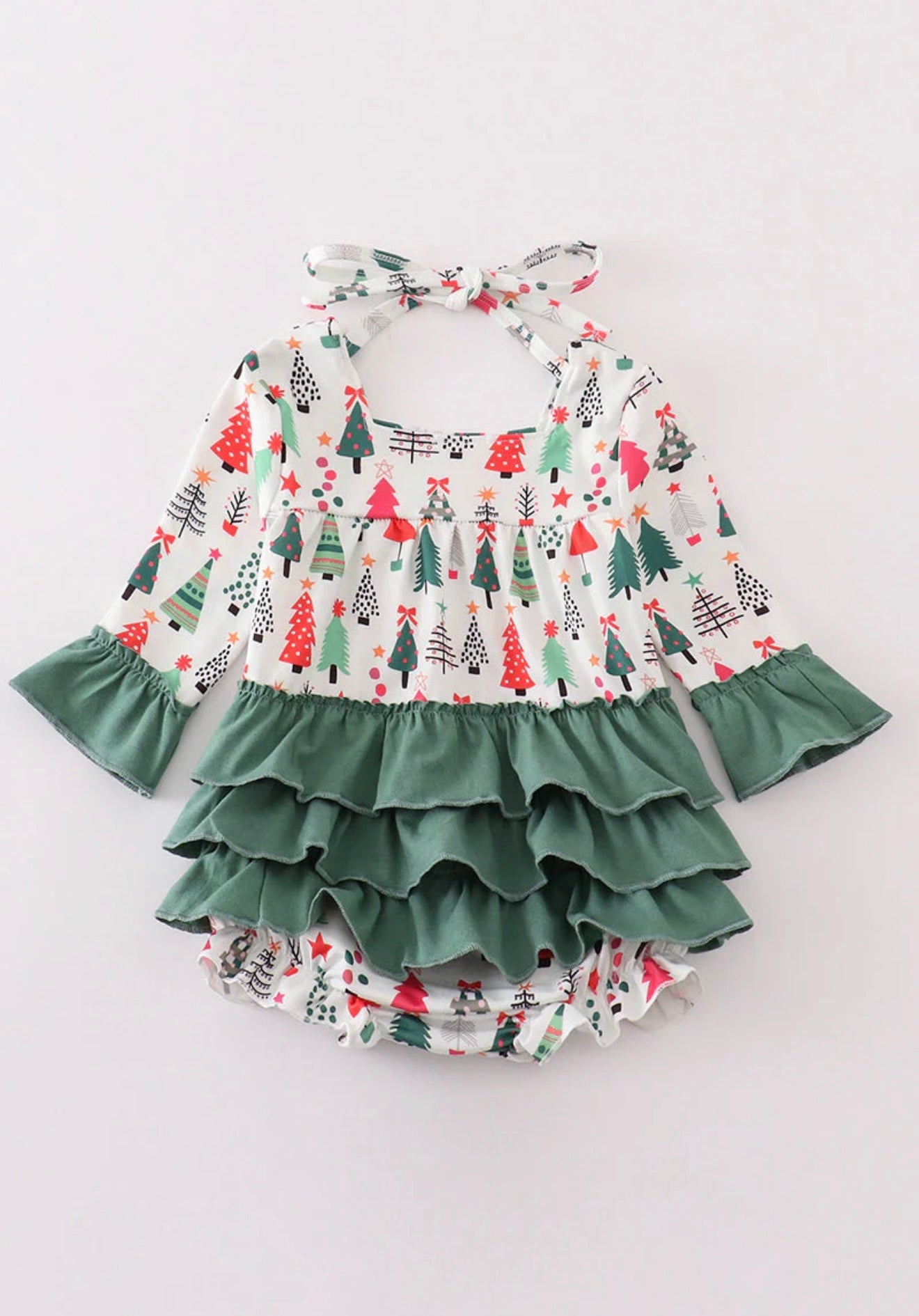 Green Christmas Tree Print Girl Bubble ￼