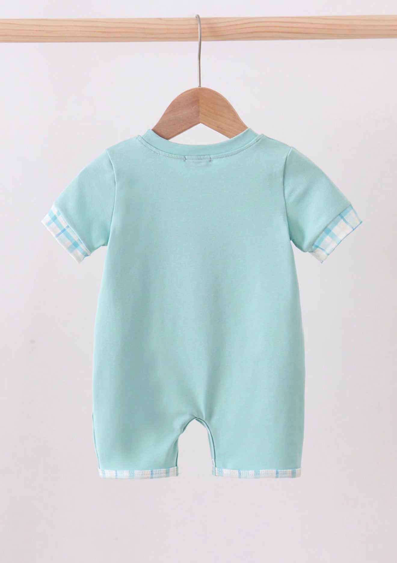 Blue He is risen boy’s embroidery romper