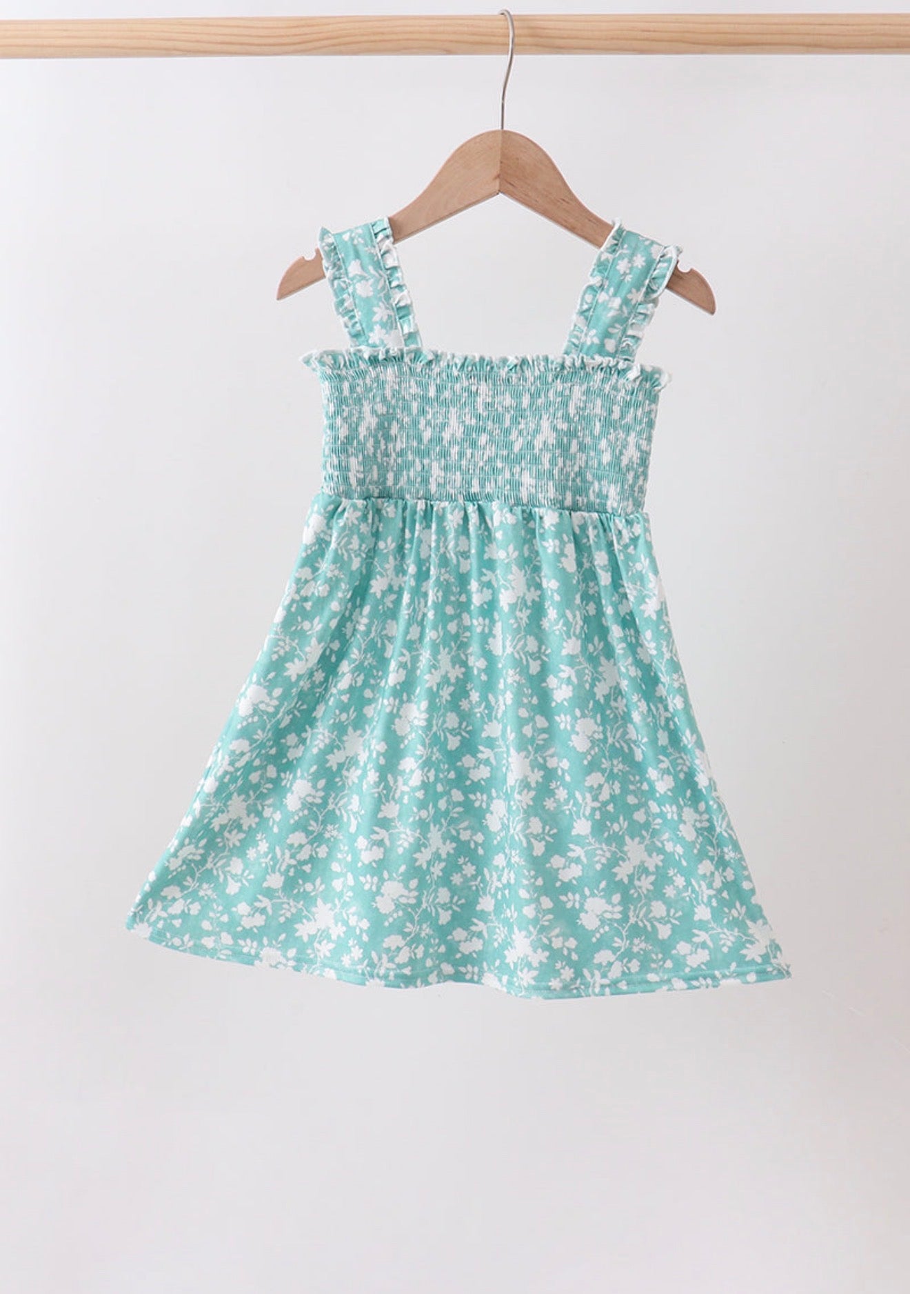 Sage floral smocked dress
