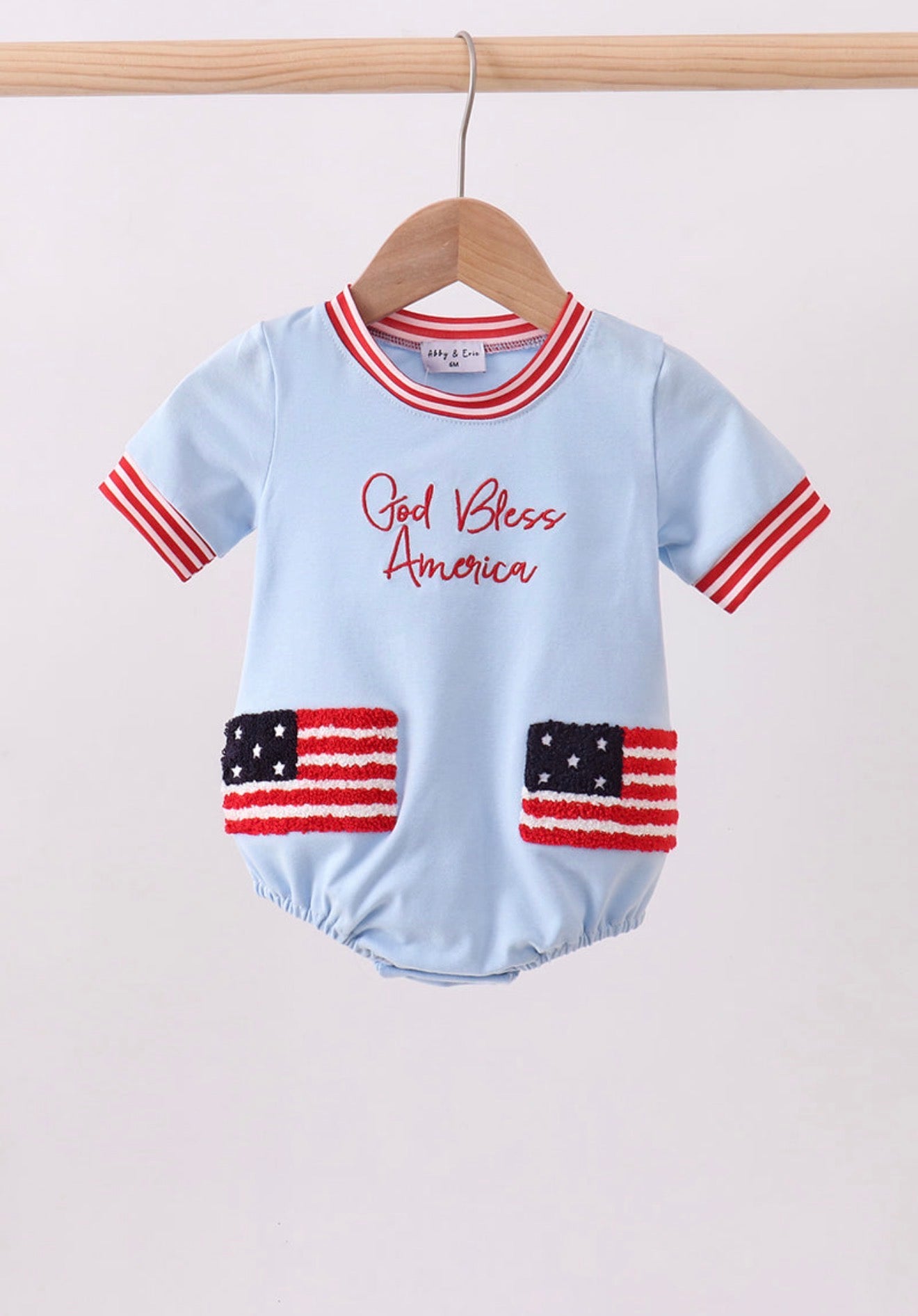 Blue God Bless America flag french knot bubble
