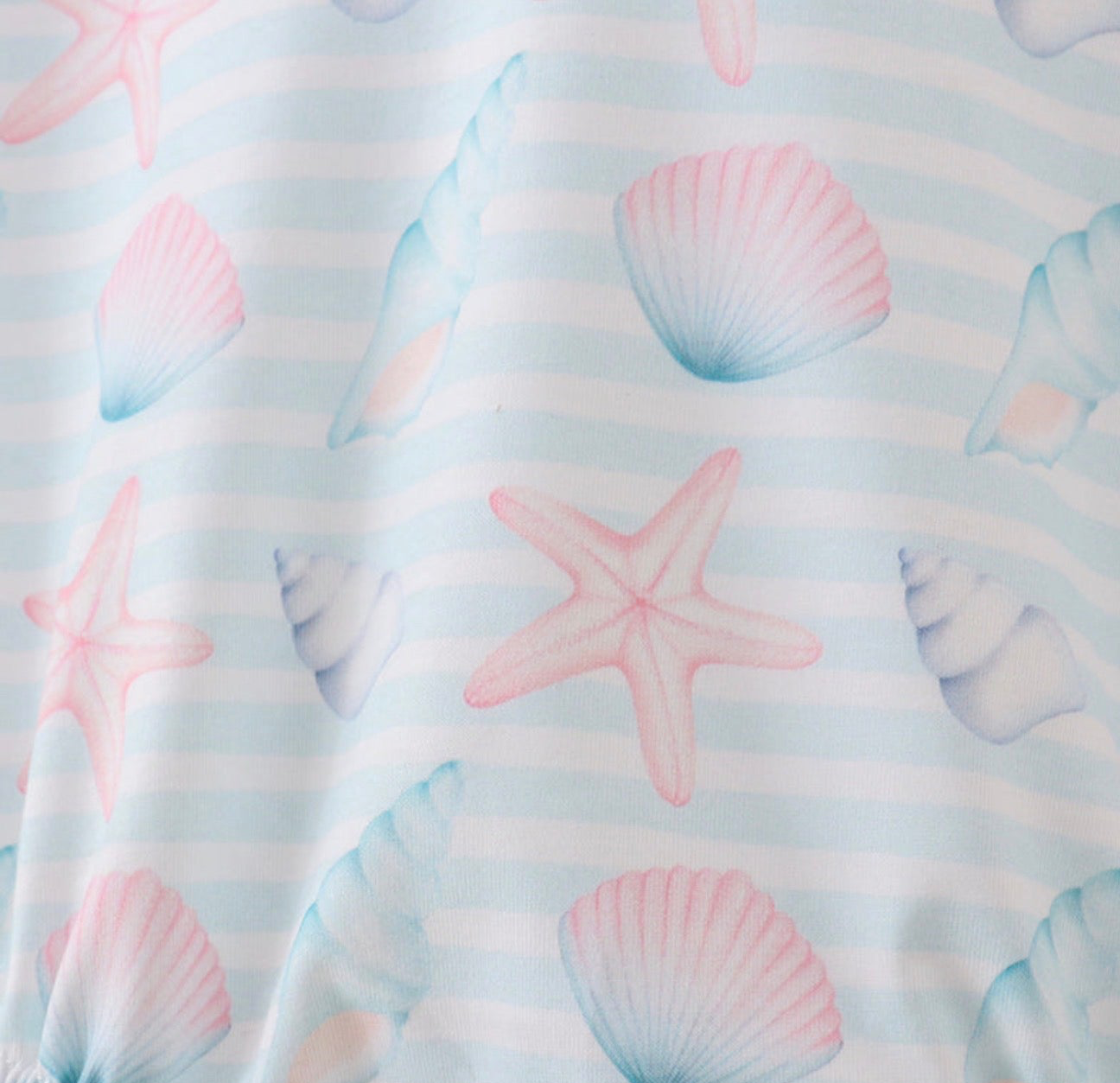 Pink shell starfish embroidery bow bubble