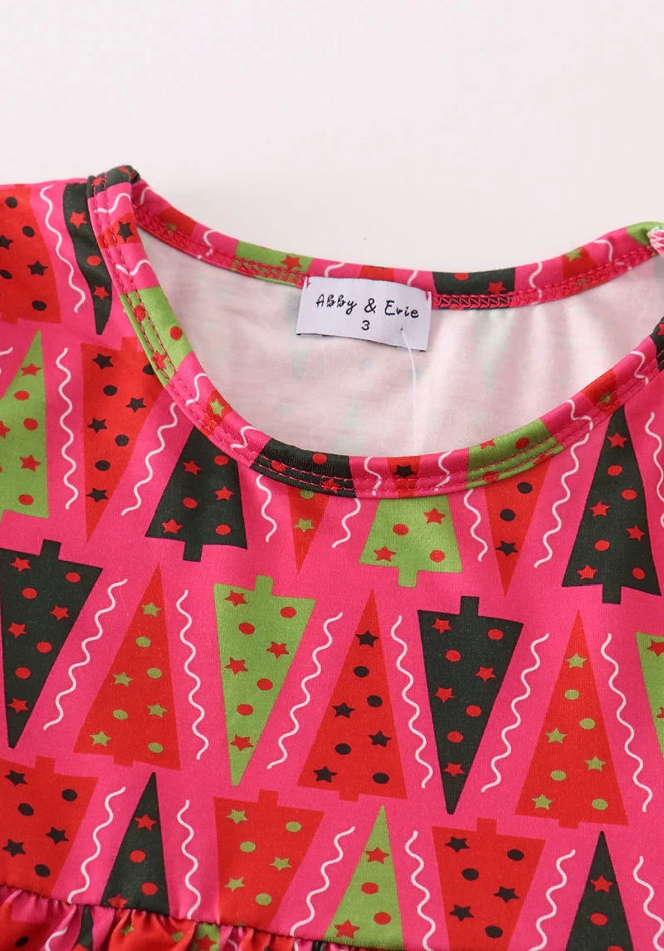 Red Christmas Tree Ruffle Dress