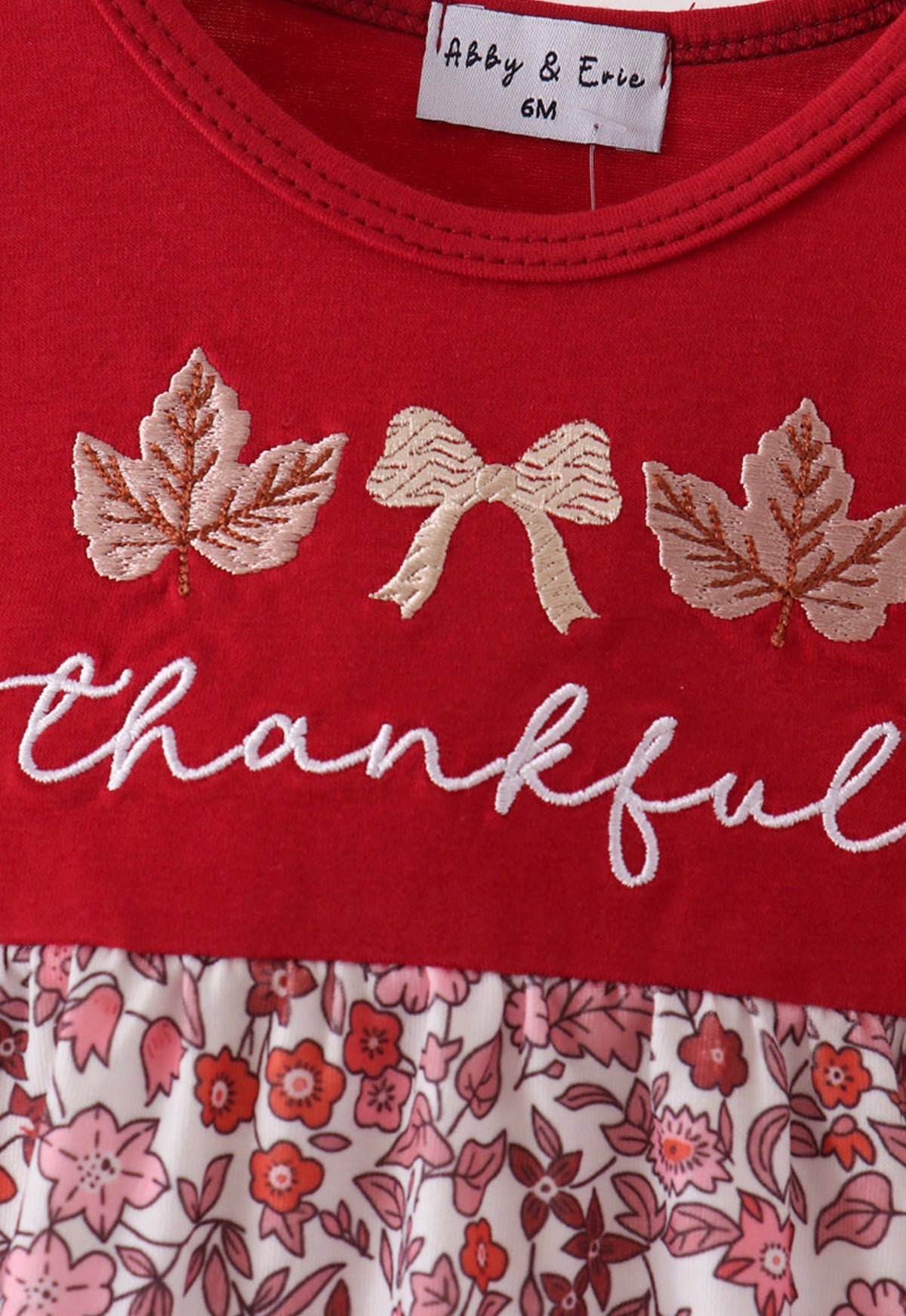 Maroon thankful floral leaves embroidey bubble