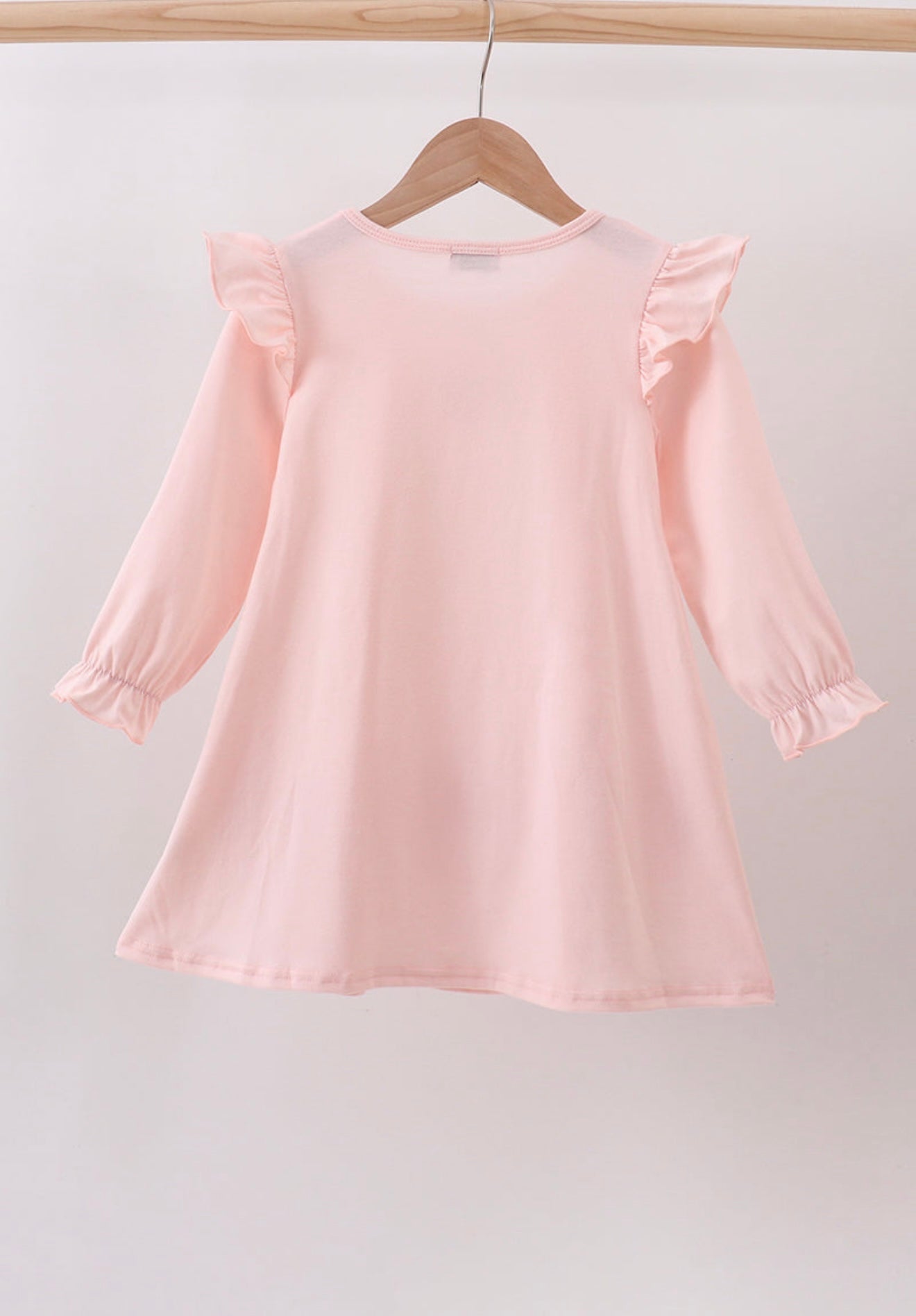 Pink floral bow appliqué ruffle dress