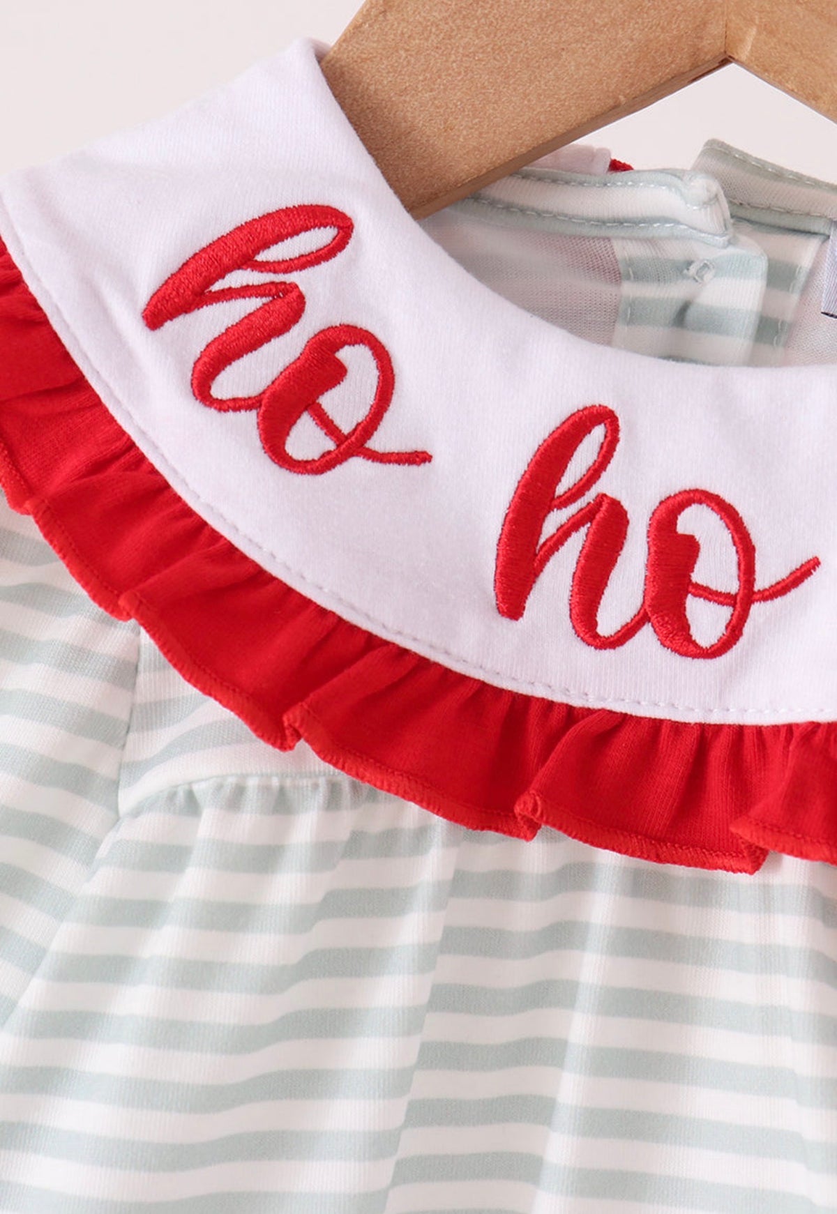 Sage santa applique stripe bloomer set