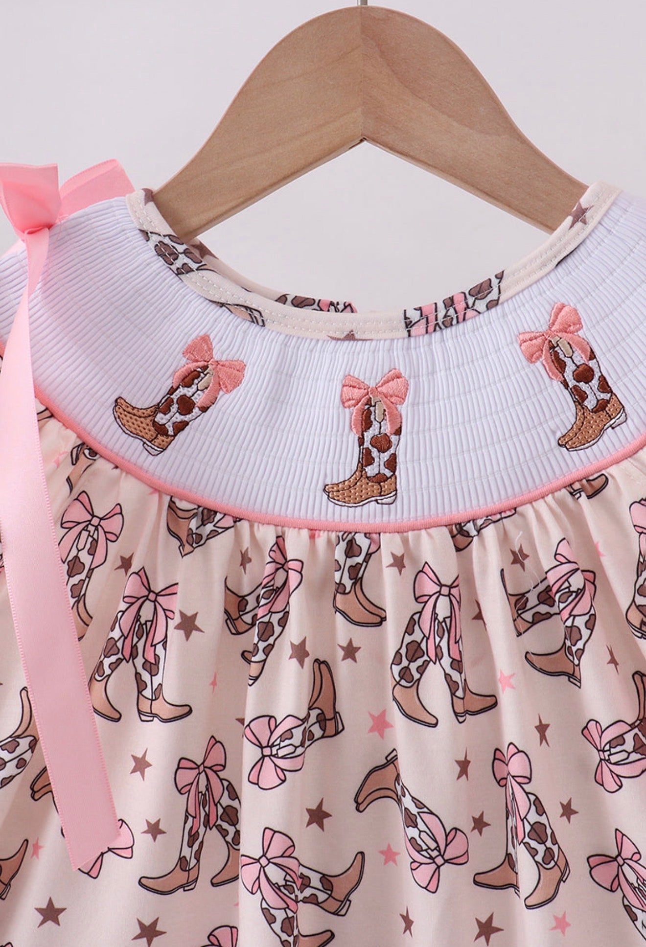 Western cowgirl boots smocked dress