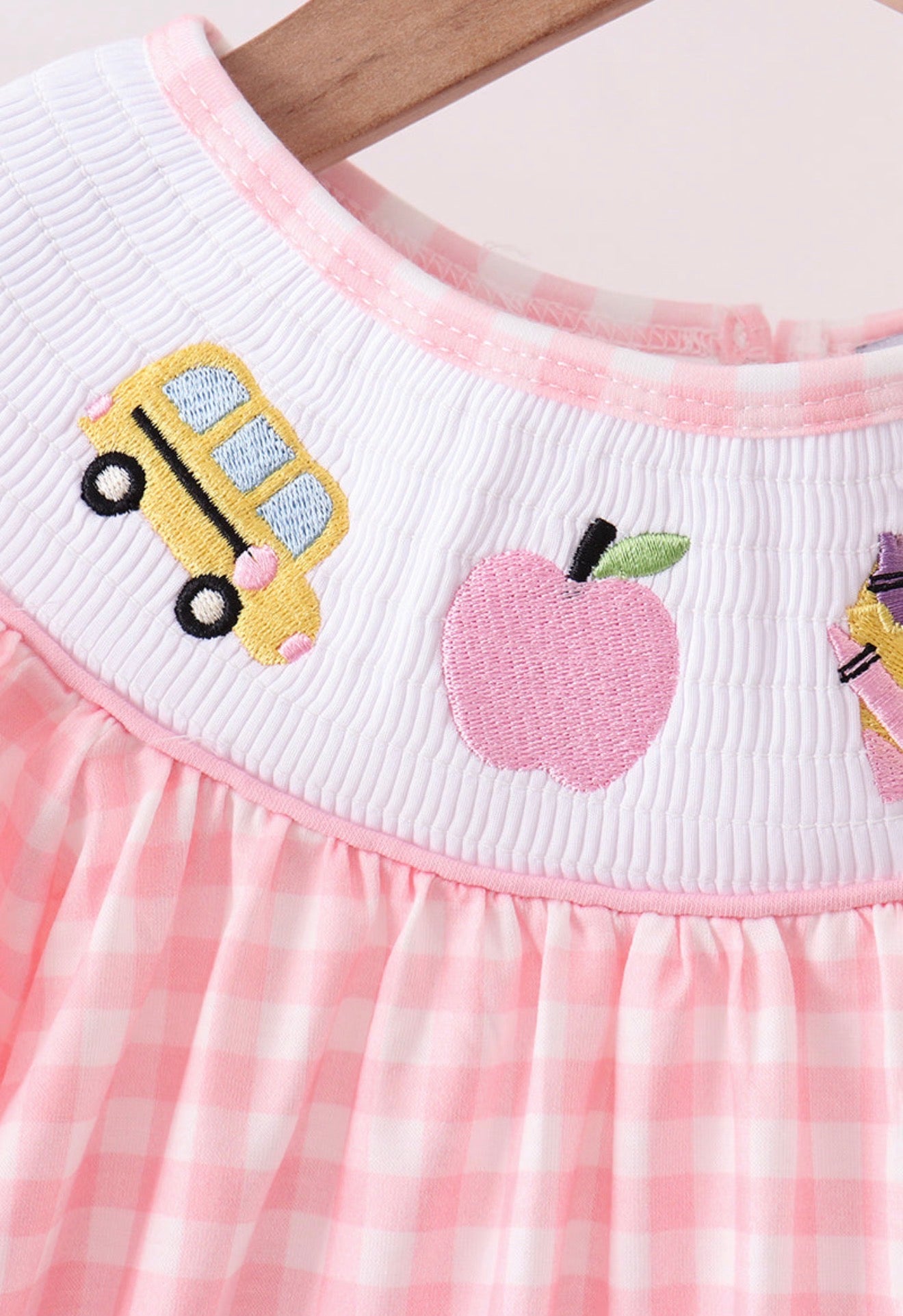 Pink Apple Bus Smocked
Dress