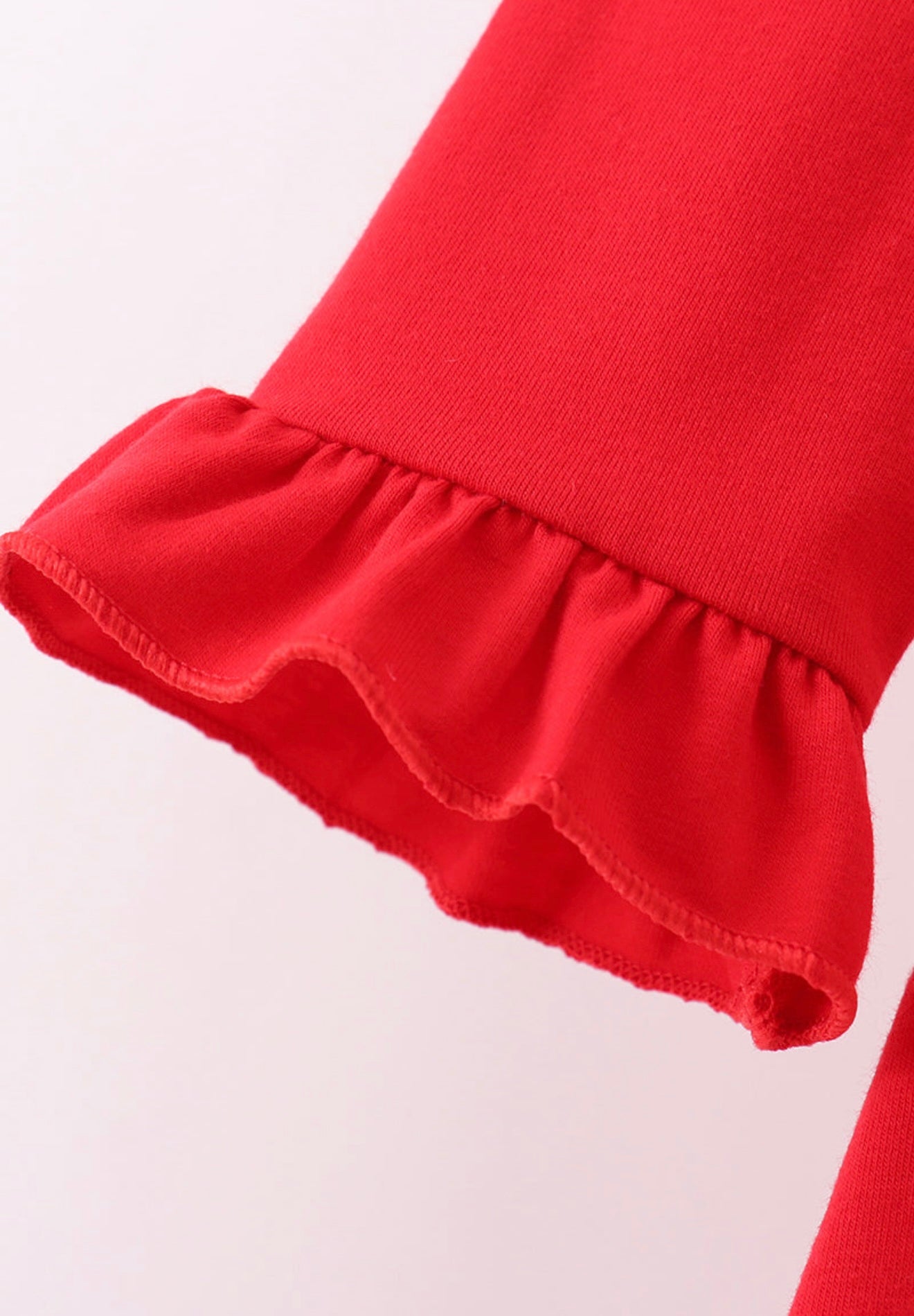 Red heart french knot ruffle pants set