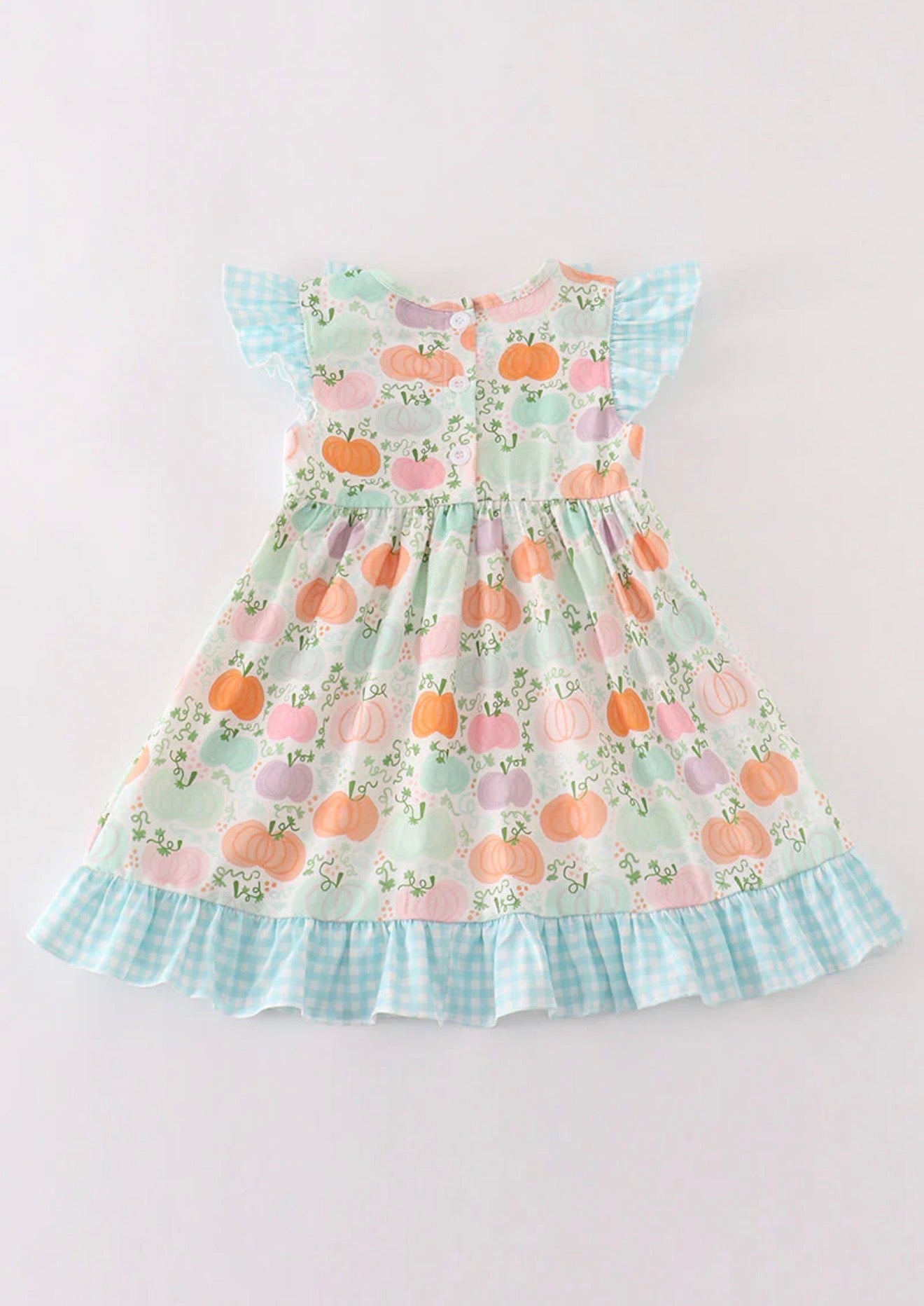 Blue pumpkin embroidery ruffle dress
