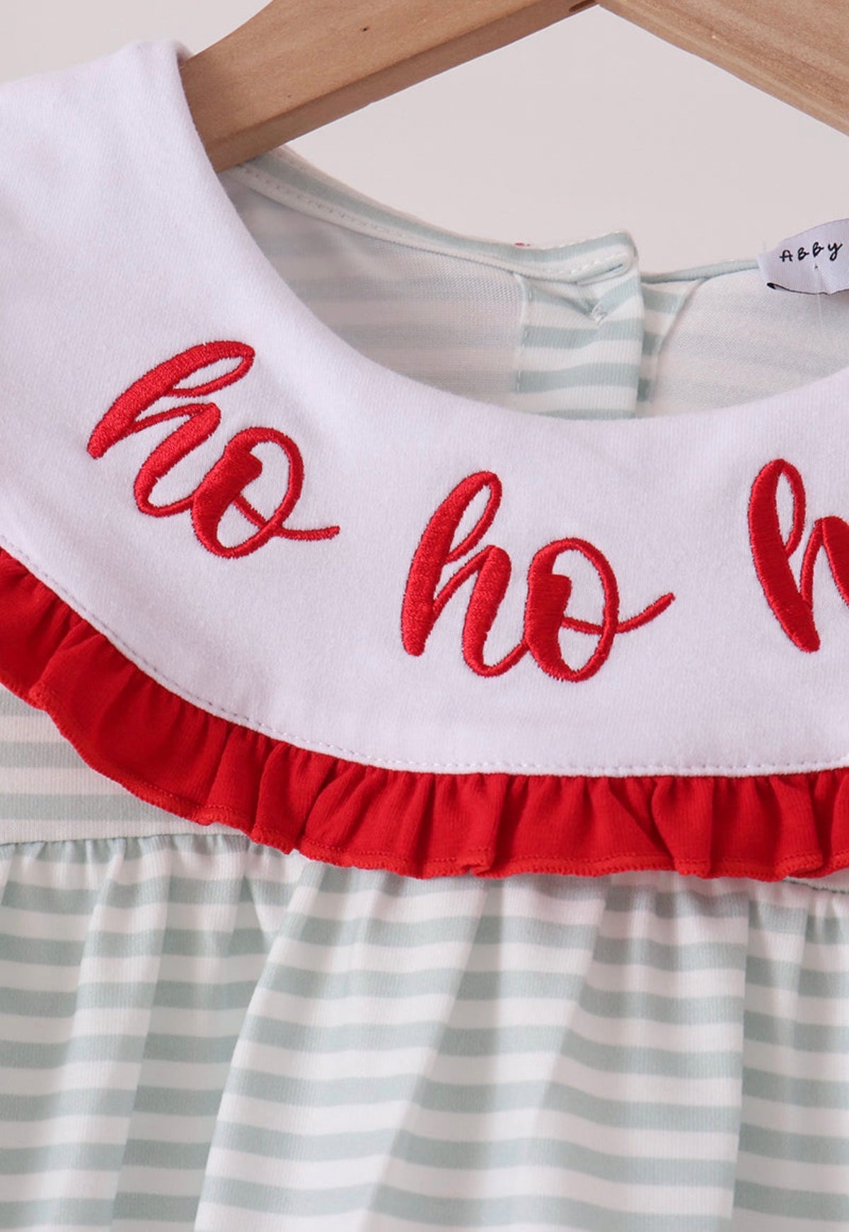 Sage santa applique gingham ruffle pants set