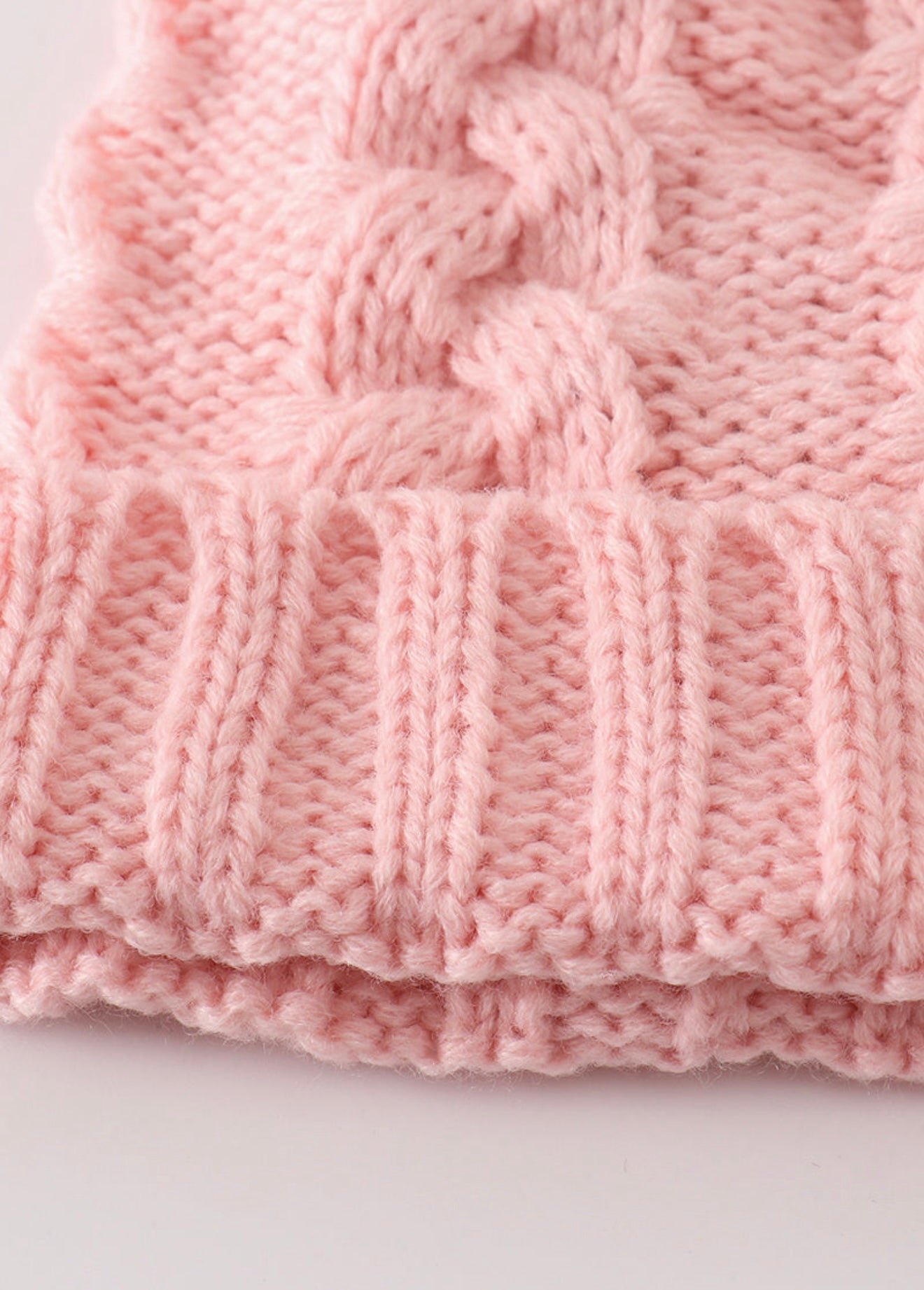 Baby, Kid, and Adult Pompom Cable Beanie