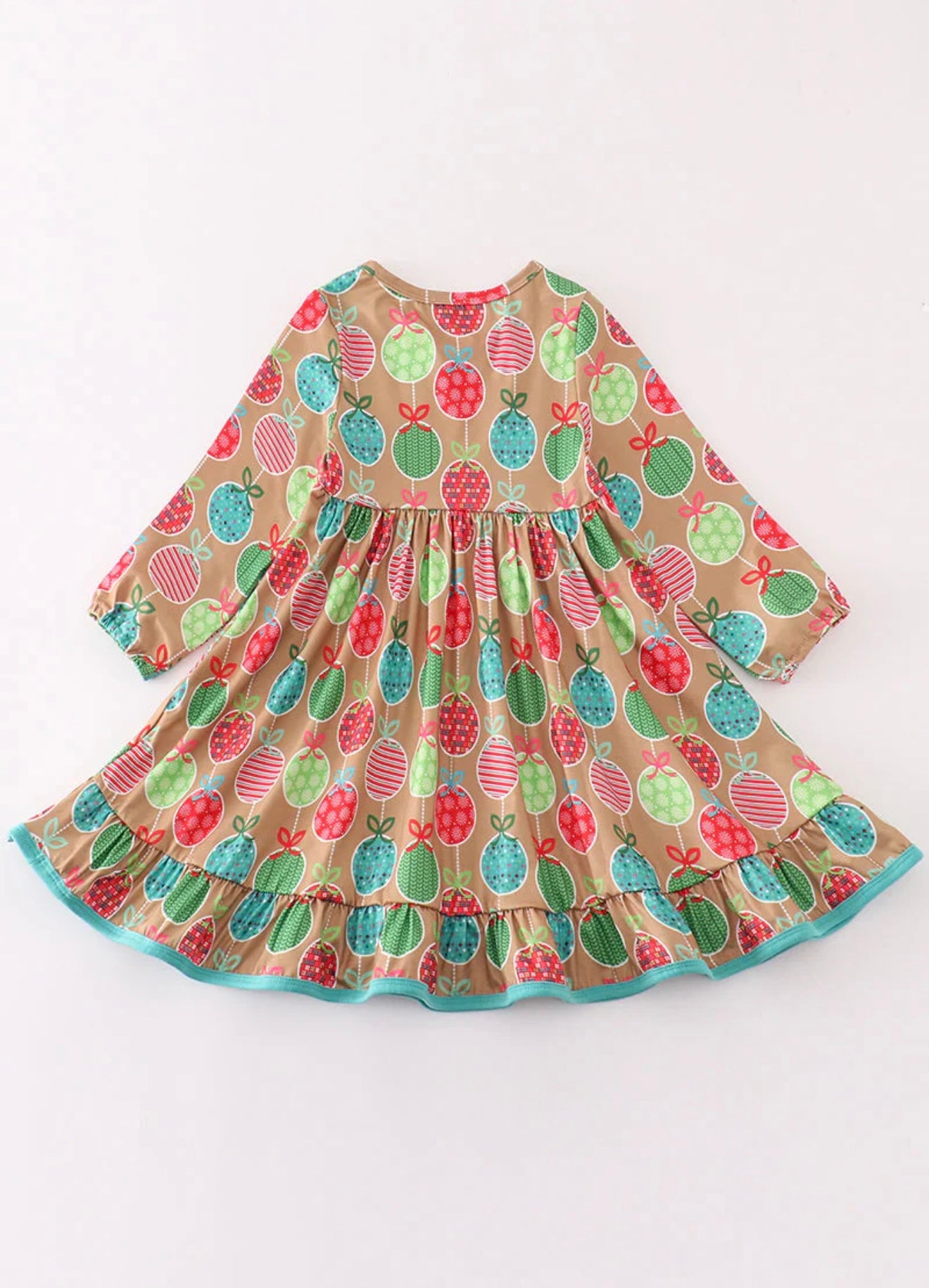Green Christmas Ornaments Print Dress