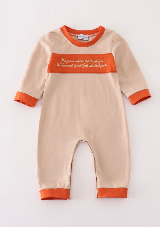 Rust Isaiah embroidery boy romper