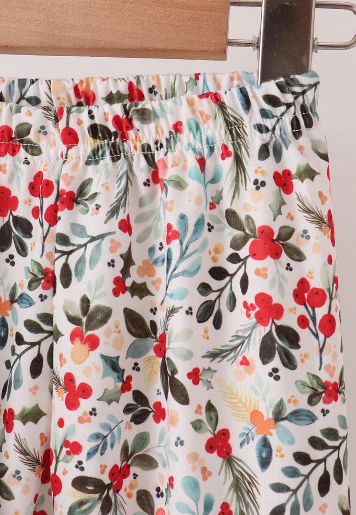 Sage Reindeer Applique Floral Ruffle Pants Set