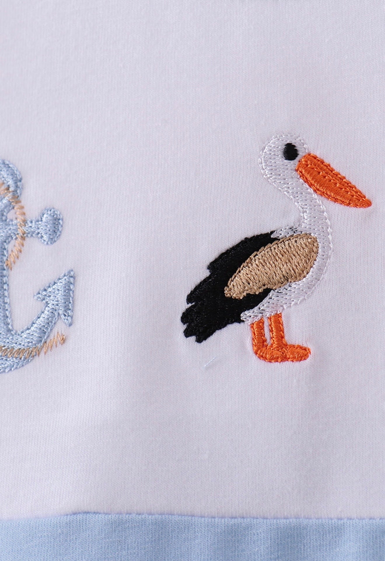 Blue nautical trio seersucker, embroidery shorts set