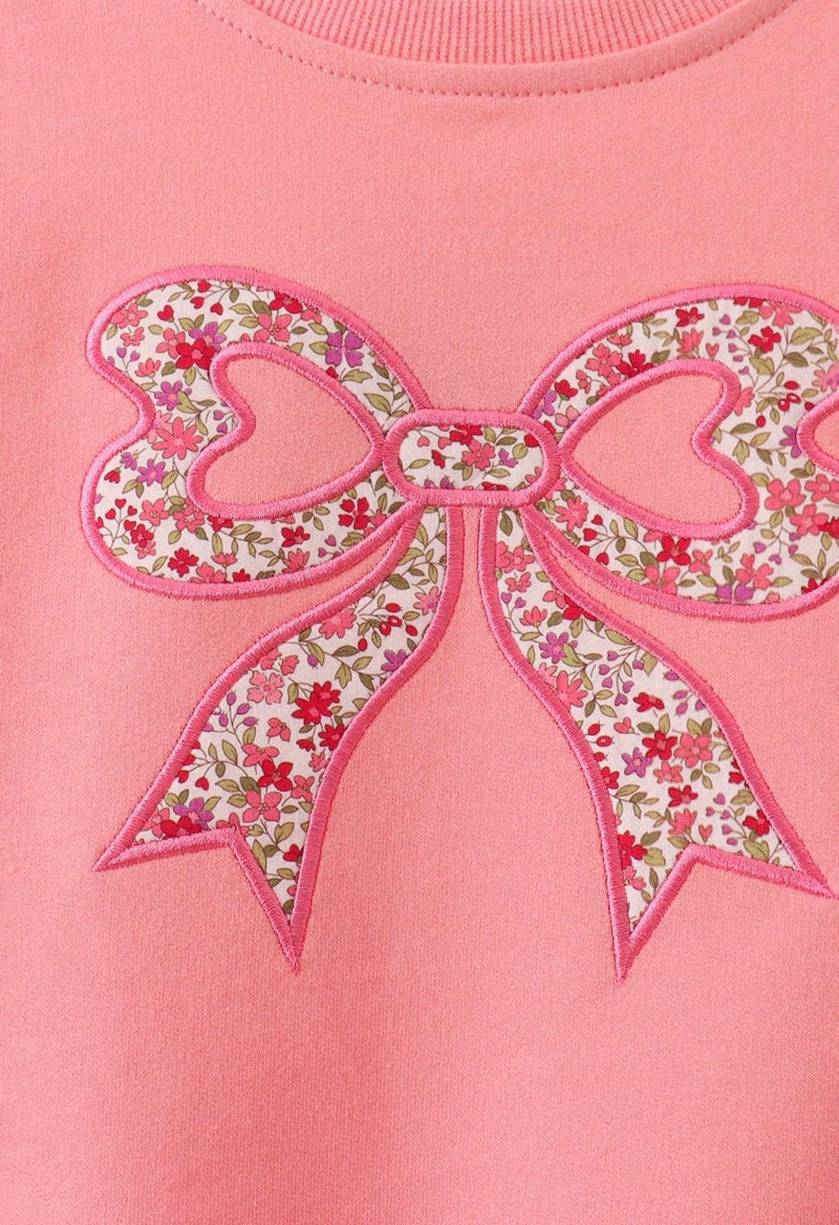 Pink Floral Bow Embroidery
Top